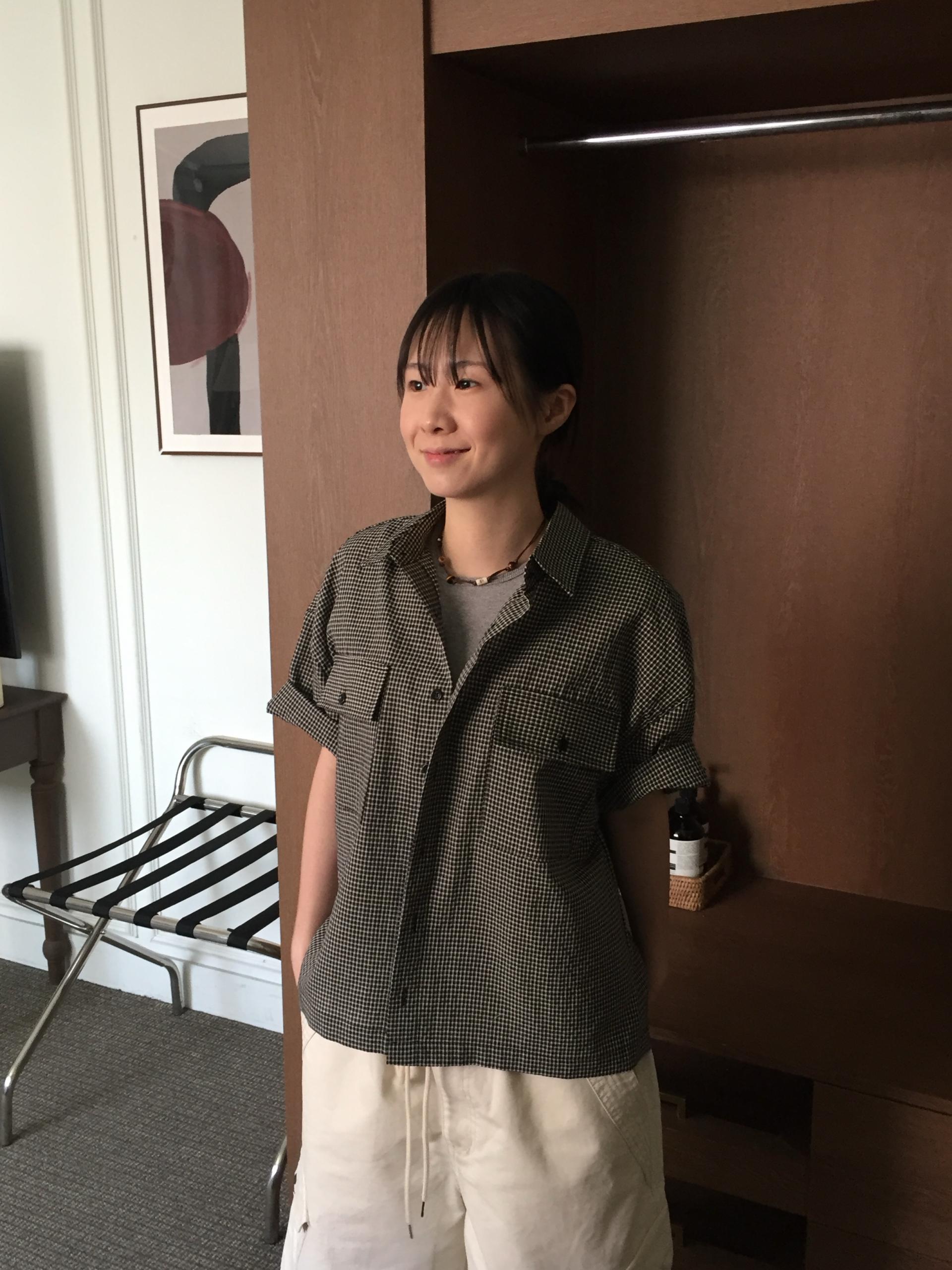 (UNISEX) Double Crop Check Shirt