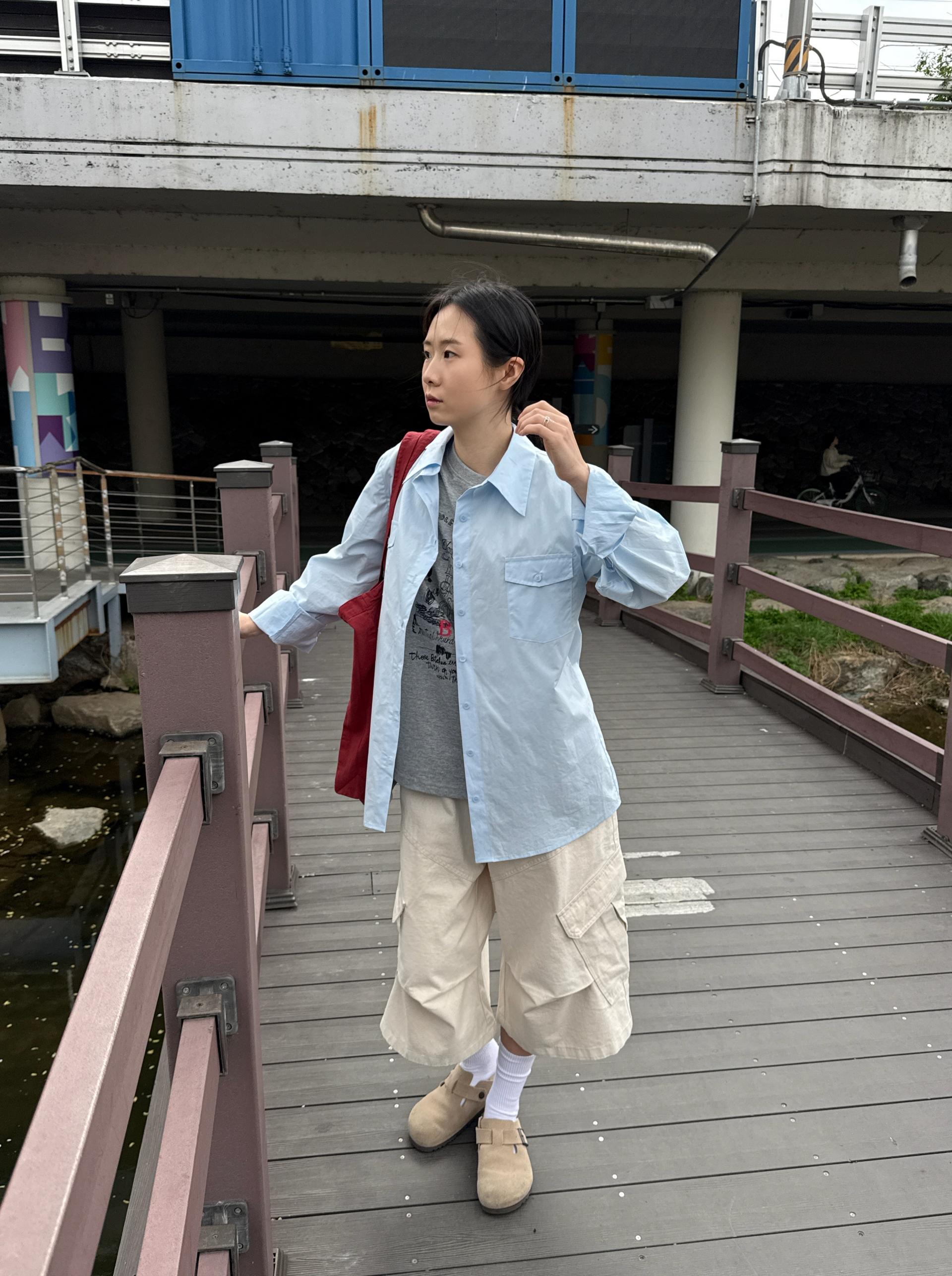 (UNISEX) Line Cargo Bermuda Pants