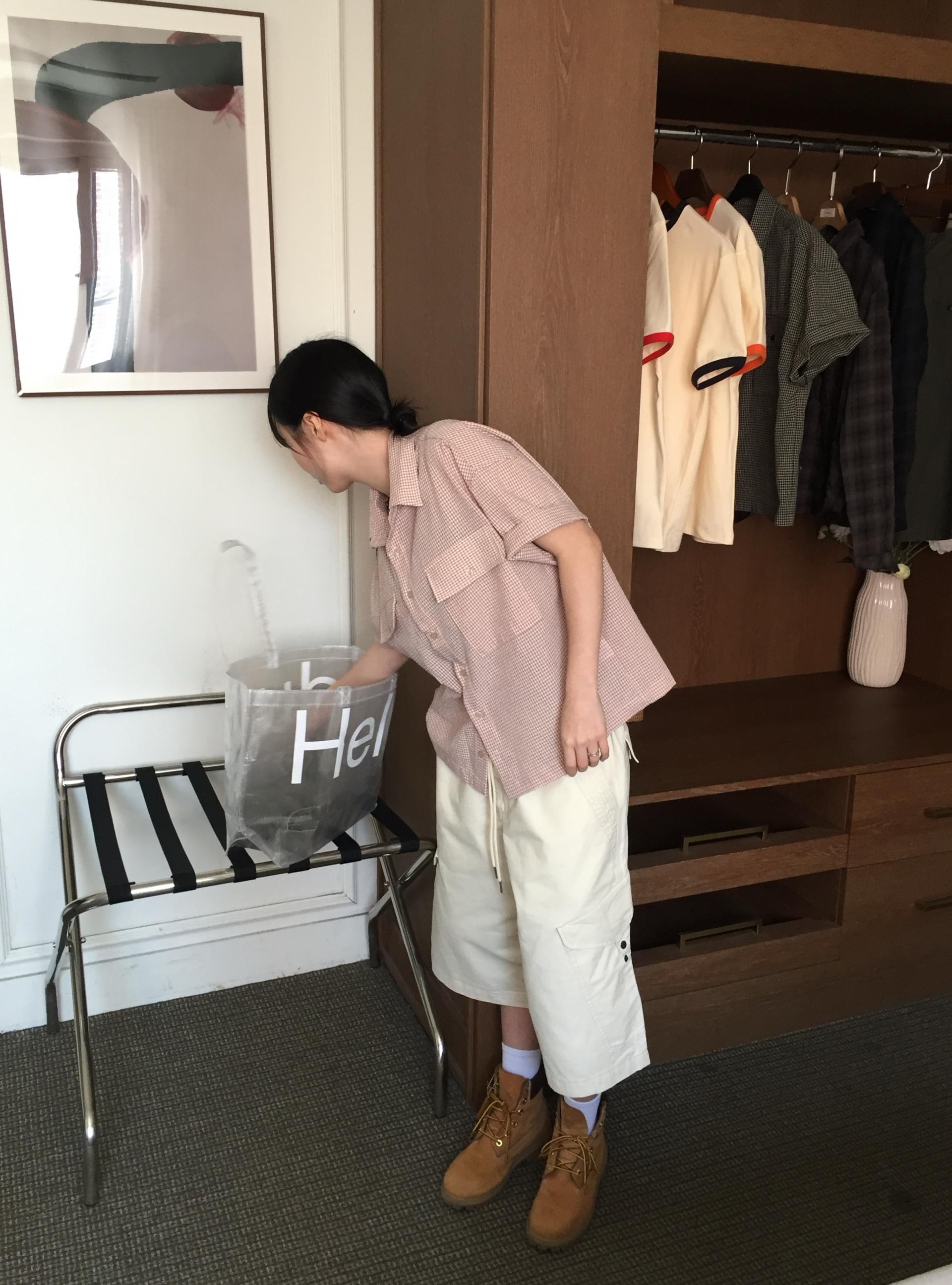 (UNISEX) Plate Snap Bermuda Pants