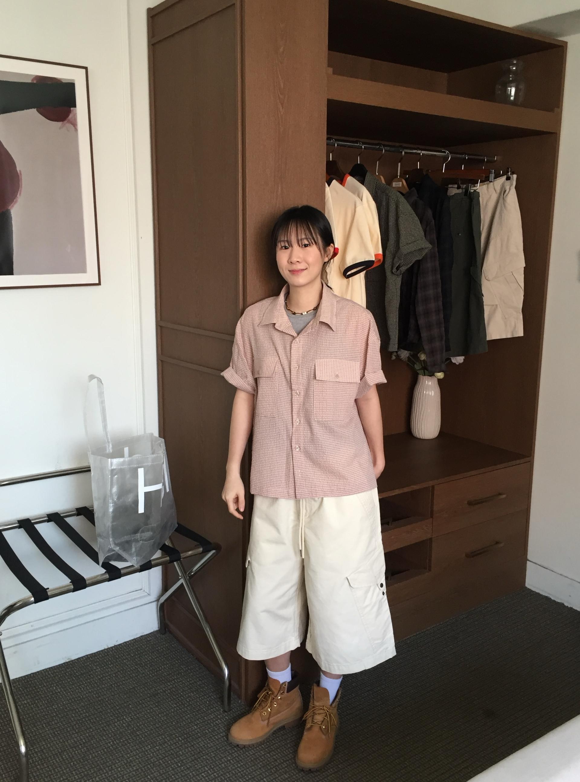 (UNISEX) Plate Snap Bermuda Pants