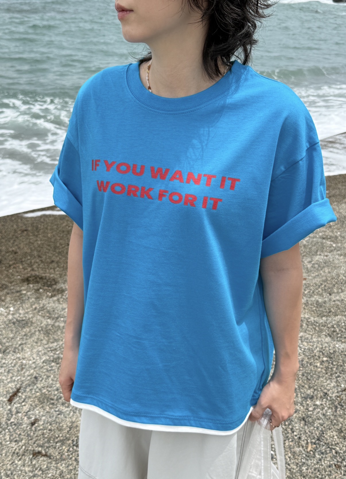(UNISEX) Layered Slogan Tee