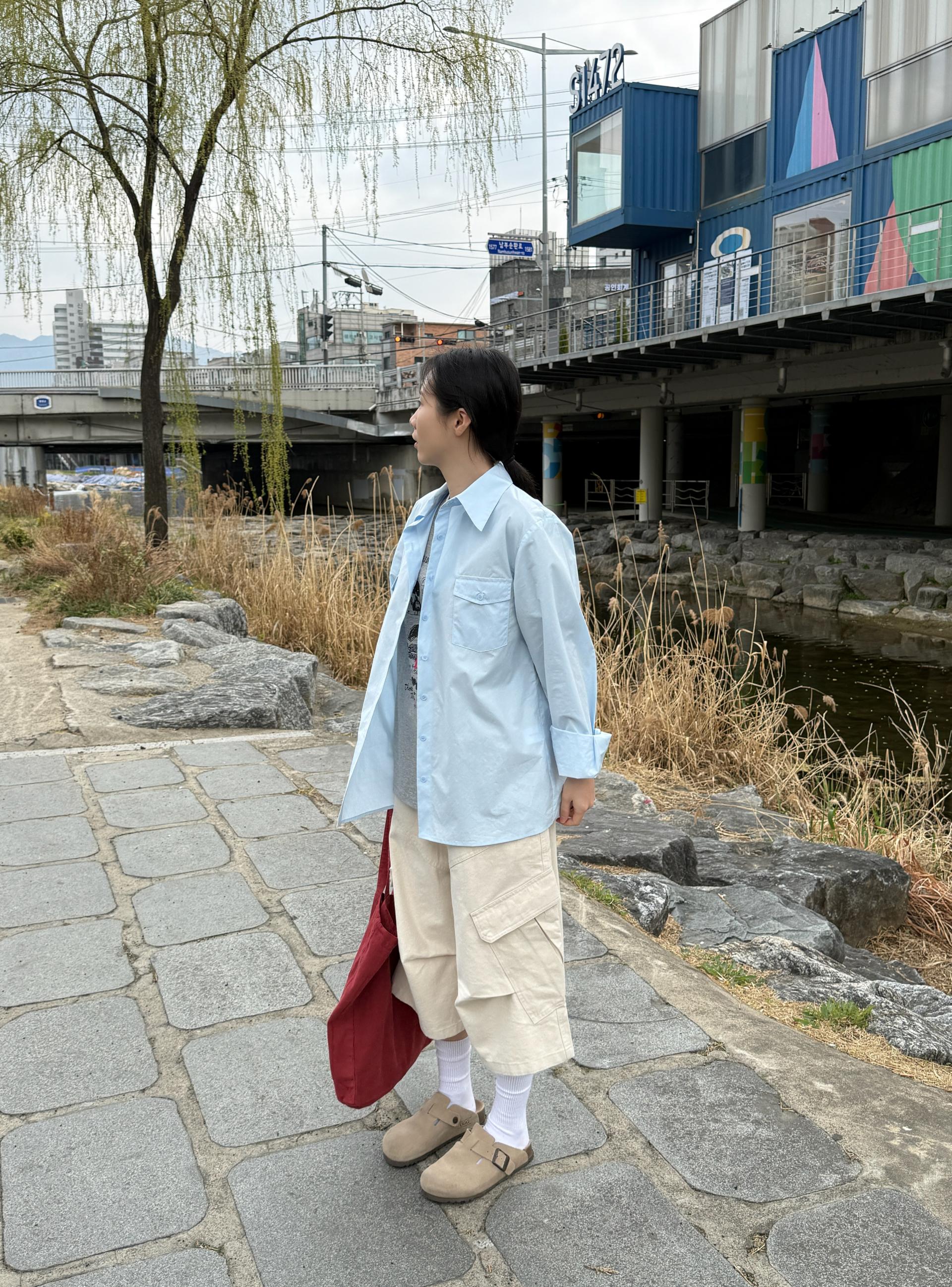 (UNISEX) Line Cargo Bermuda Pants
