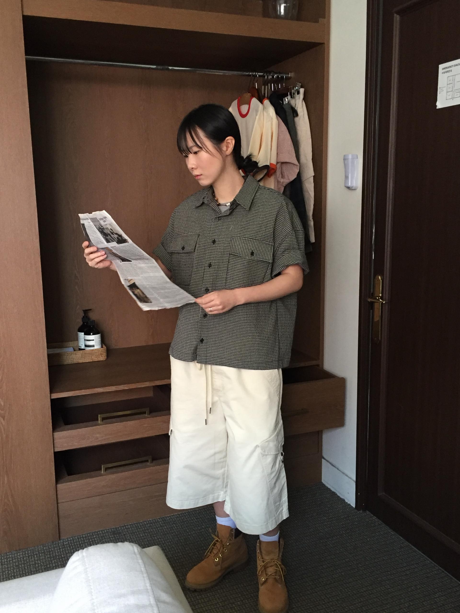 (UNISEX) Plate Snap Bermuda Pants