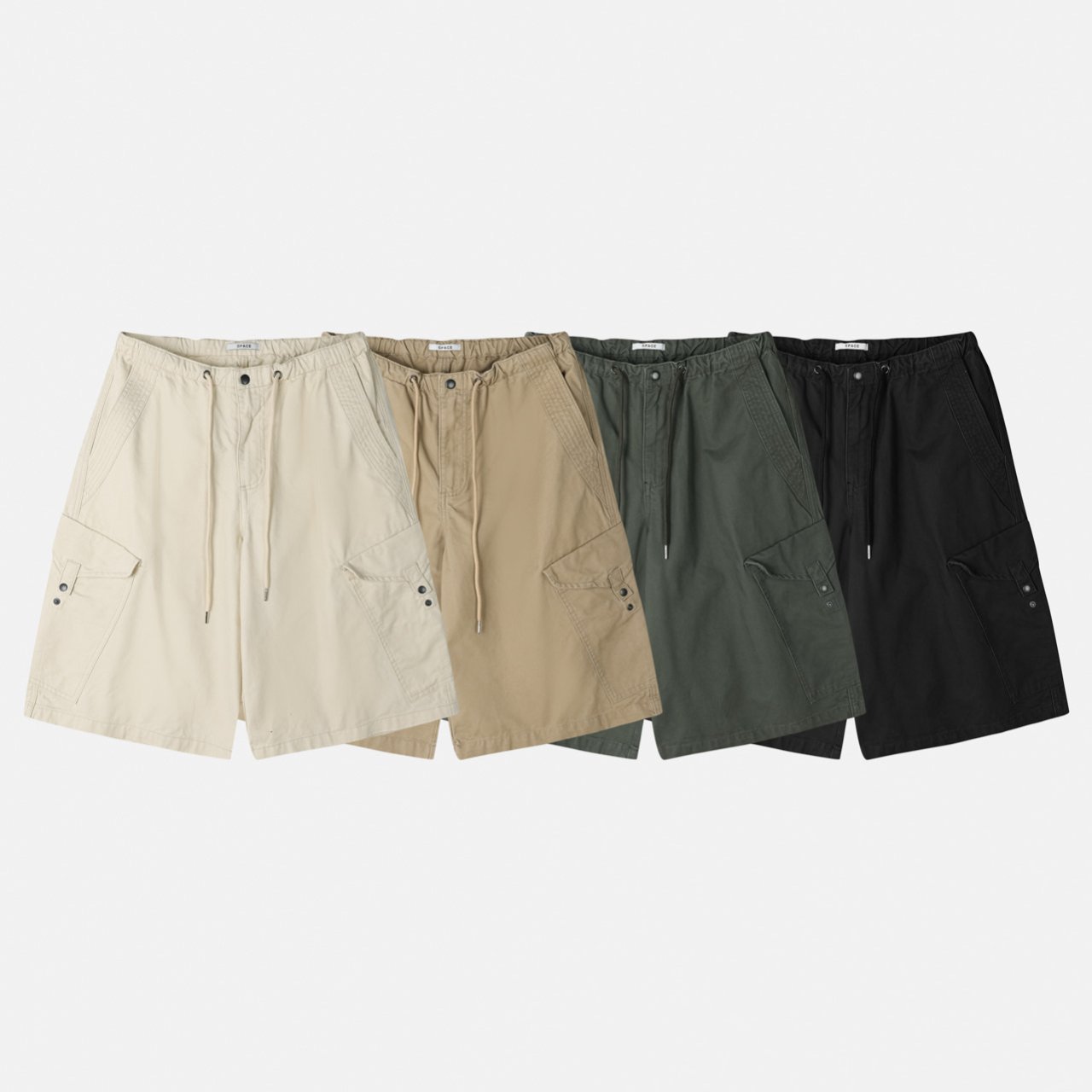 (UNISEX) Plate Snap Bermuda Pants