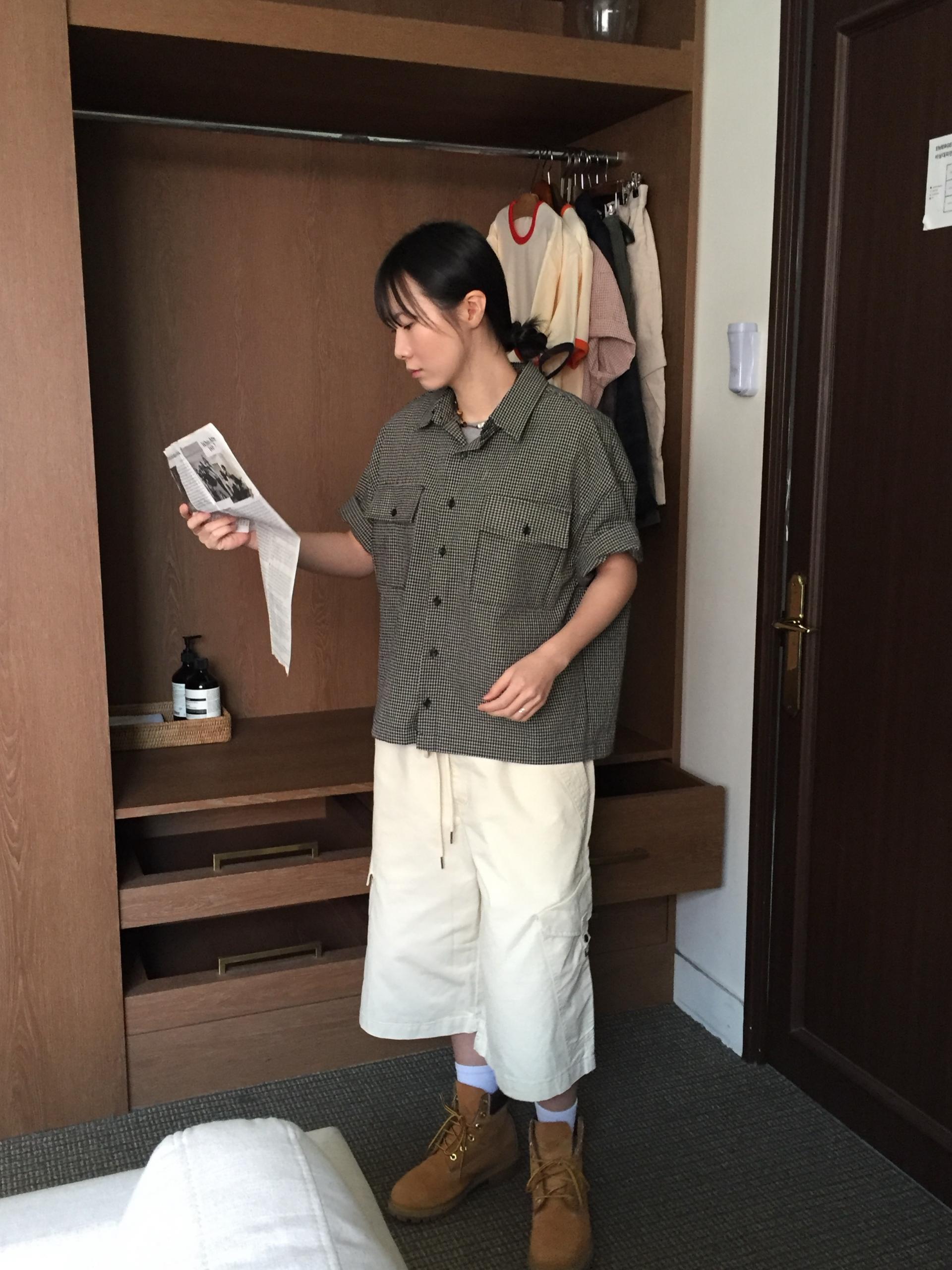 (UNISEX) Plate Snap Bermuda Pants