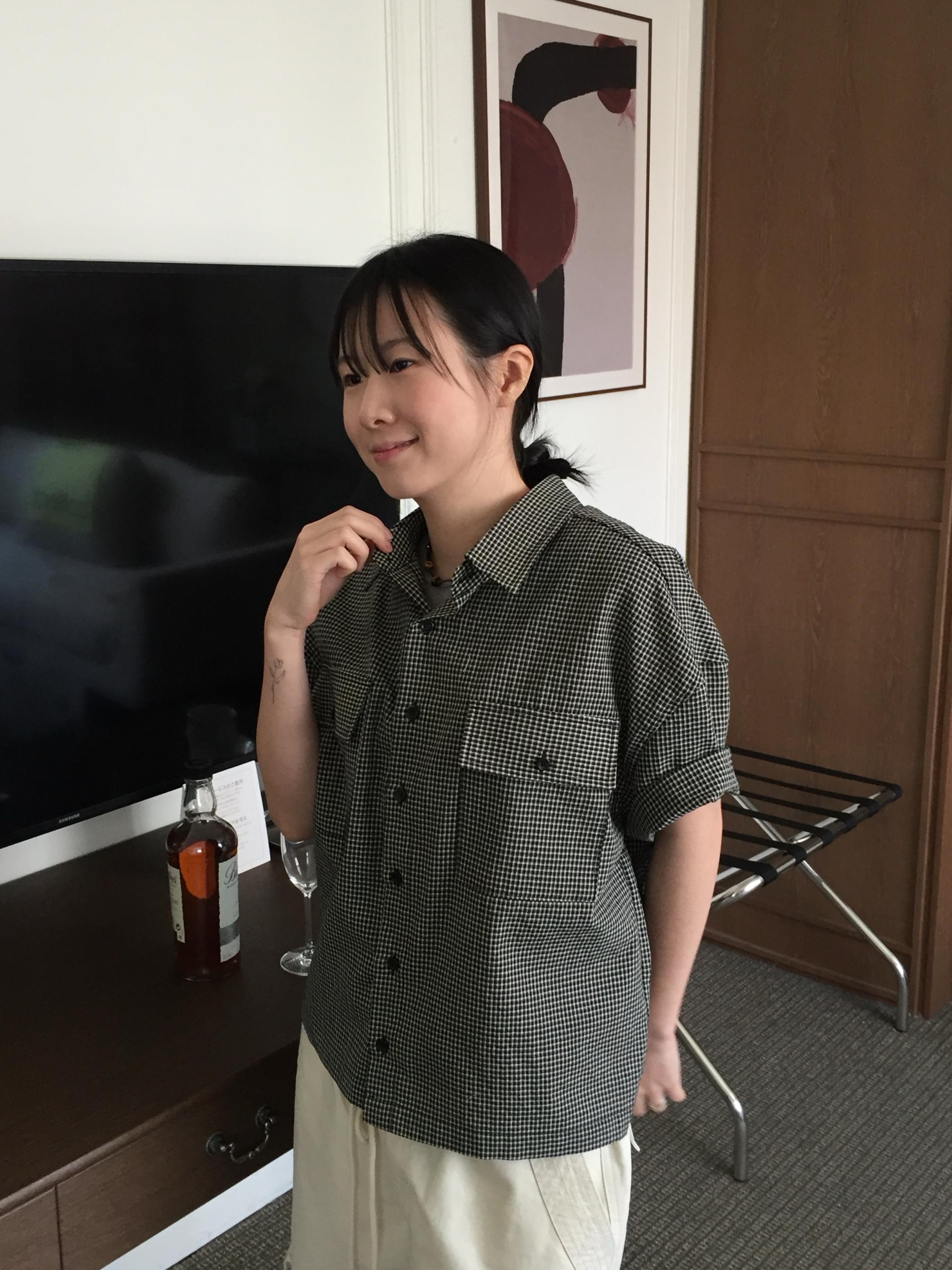 (UNISEX) Double Crop Check Shirt