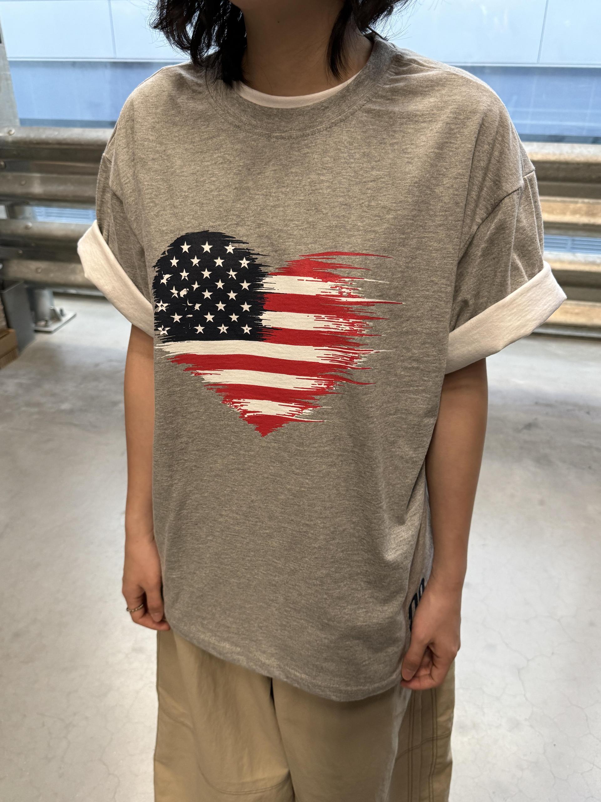 (USNISEX) Vintage USA Heart Tee