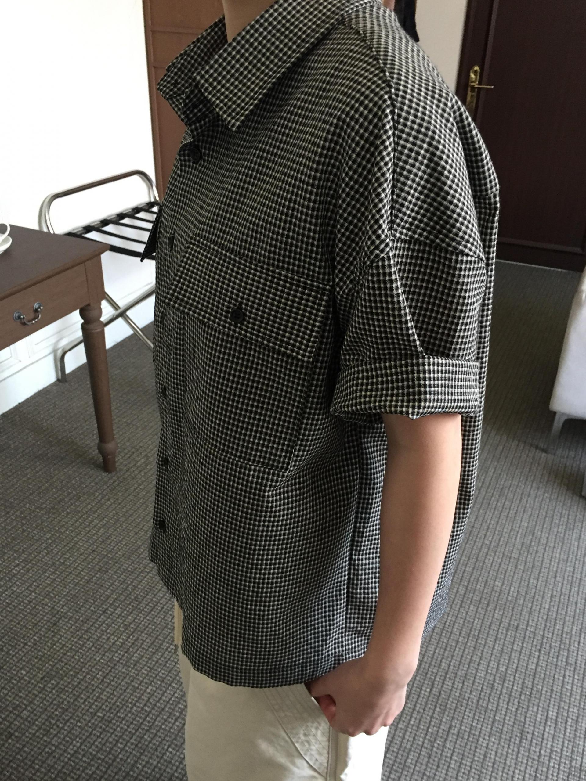(UNISEX) Double Crop Check Shirt