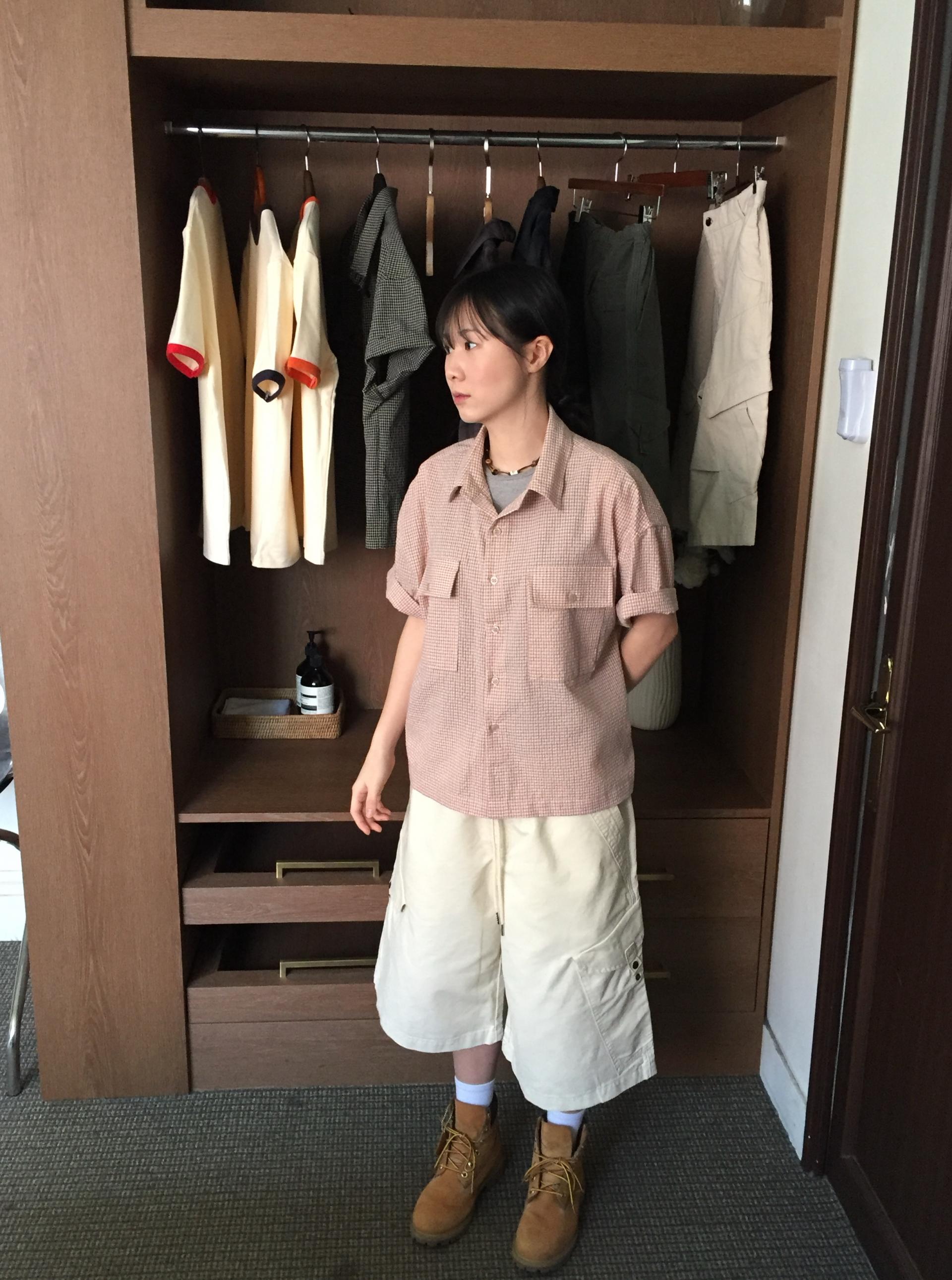 (UNISEX) Plate Snap Bermuda Pants