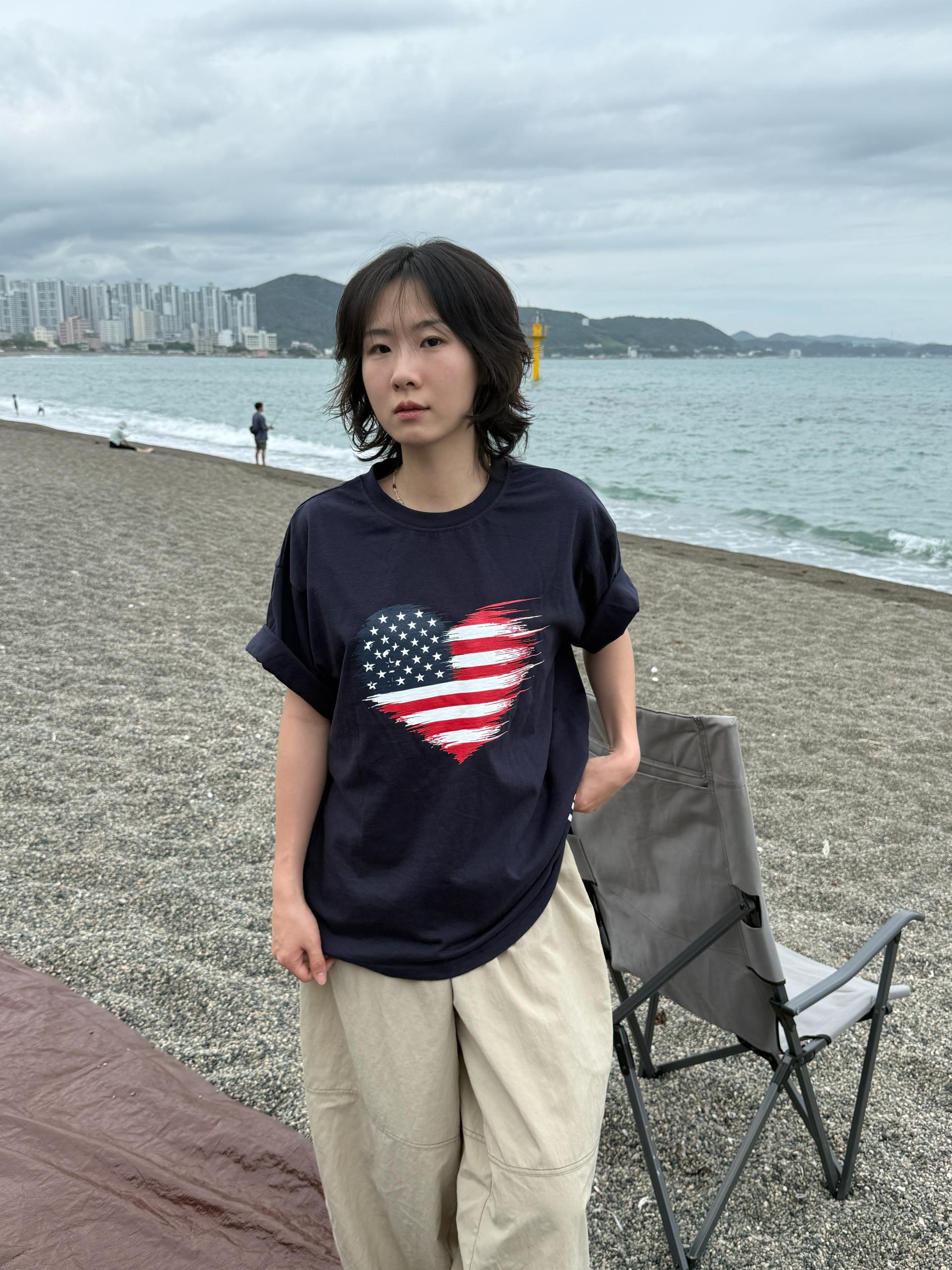 (USNISEX) Vintage USA Heart Tee