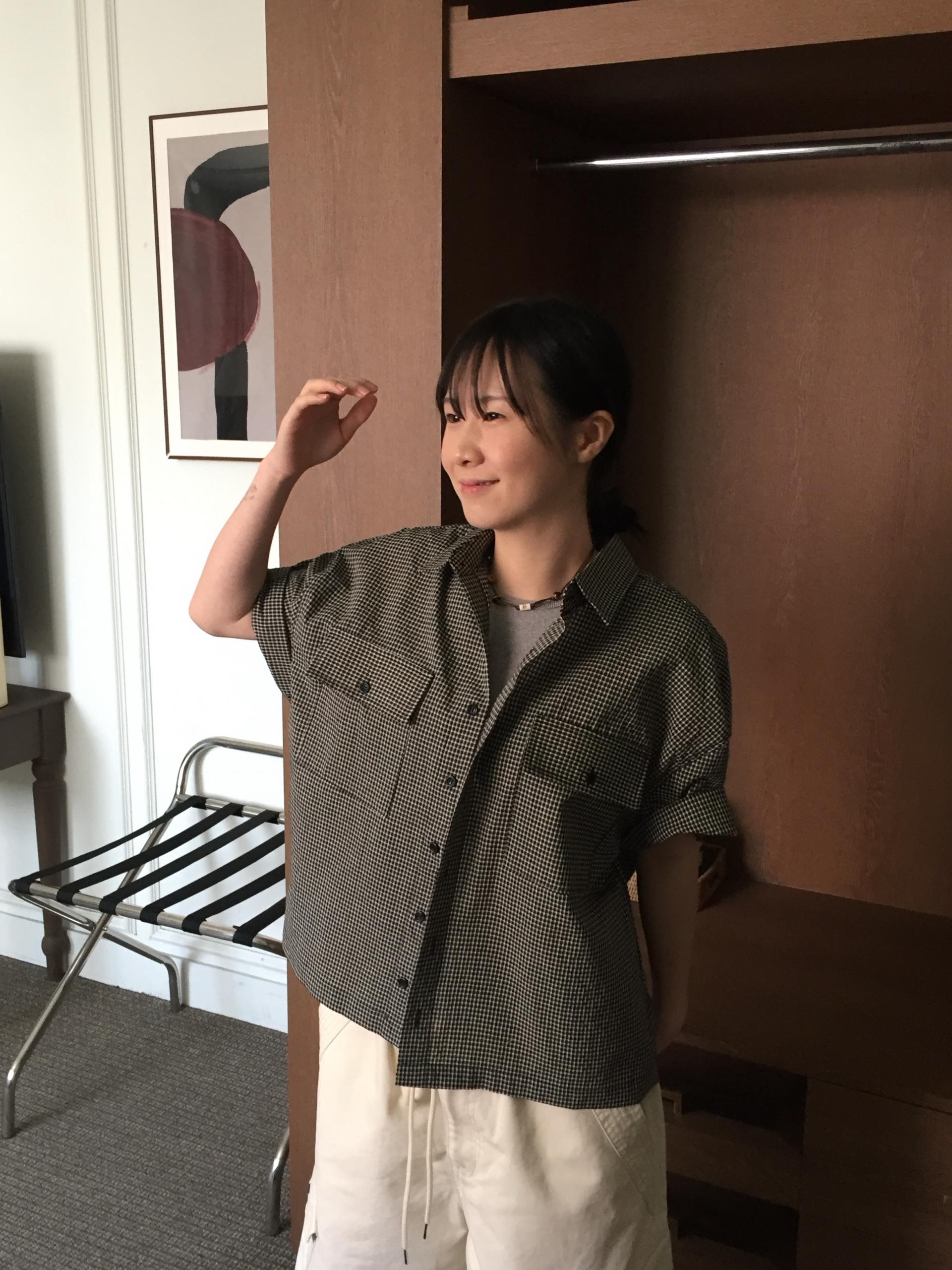 (UNISEX) Double Crop Check Shirt