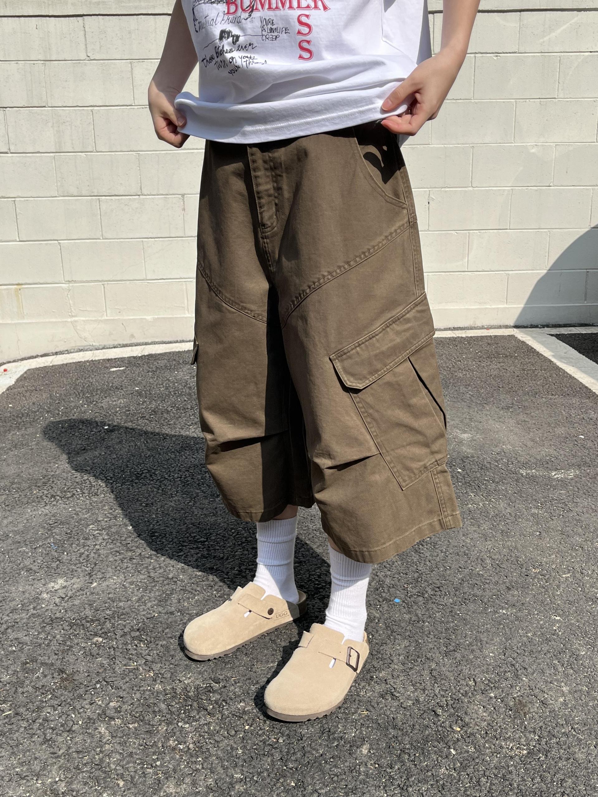 (UNISEX) Line Cargo Bermuda Pants