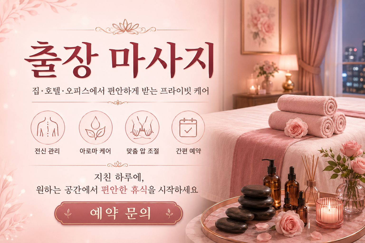 관양동 출장 마사지 심야 맞춤 관리 서비스 늦은 시간에도 가능한 전신 케어로 안정적인 컨디션 유지에 도움을 주는 홈케어
