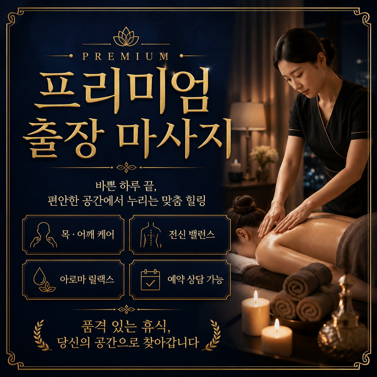 부천시 출장 마사지 서비스는 외부 이동 부담 없이 집에서 편안하게 진행 가능한 생활 밀착형 릴렉스 관리 흐름으로 이용됩니다