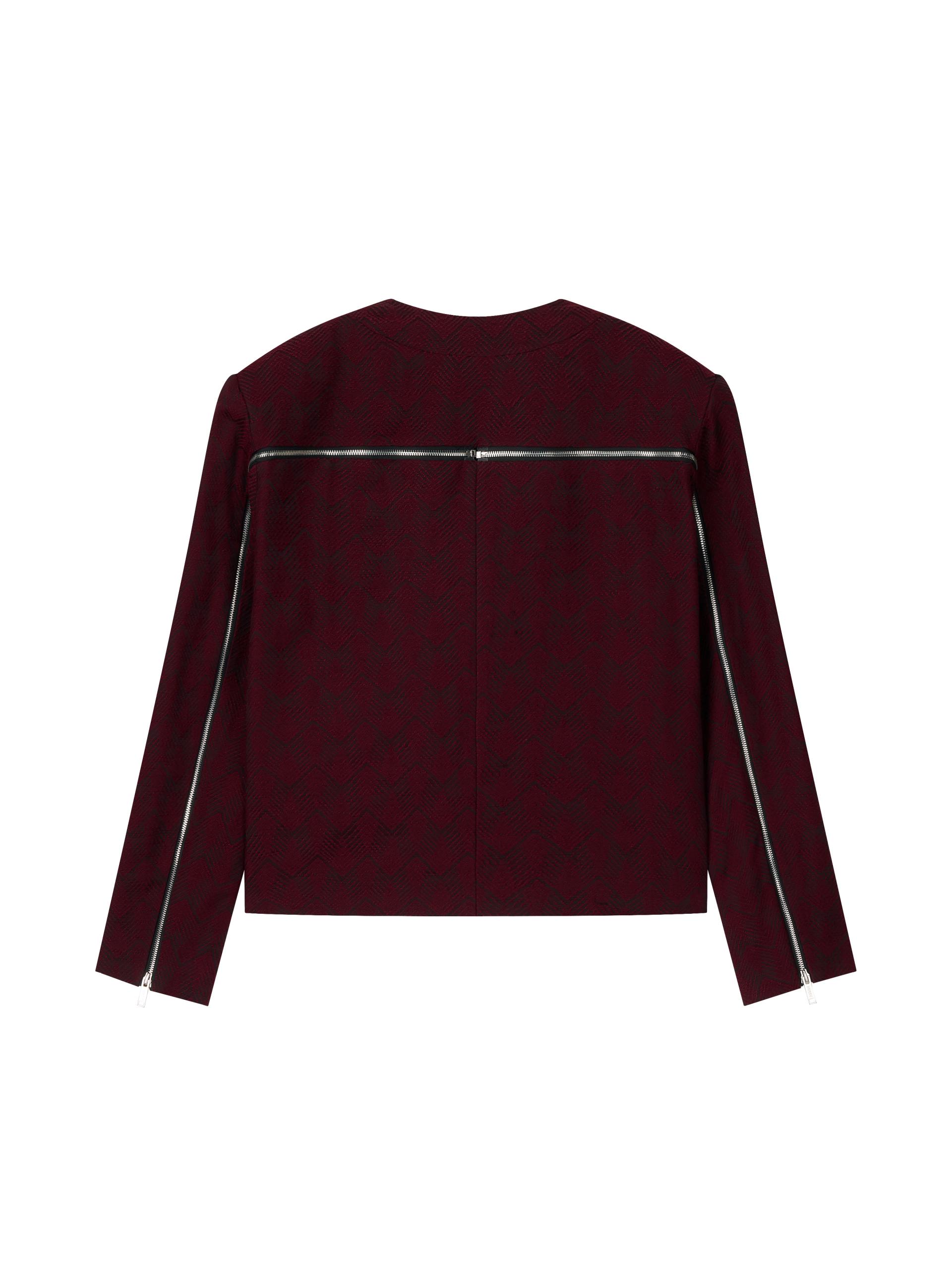 [CO:LLECTION] PEAKED COLLARLESS ZIPPER SUIT JACKET - BLOOD