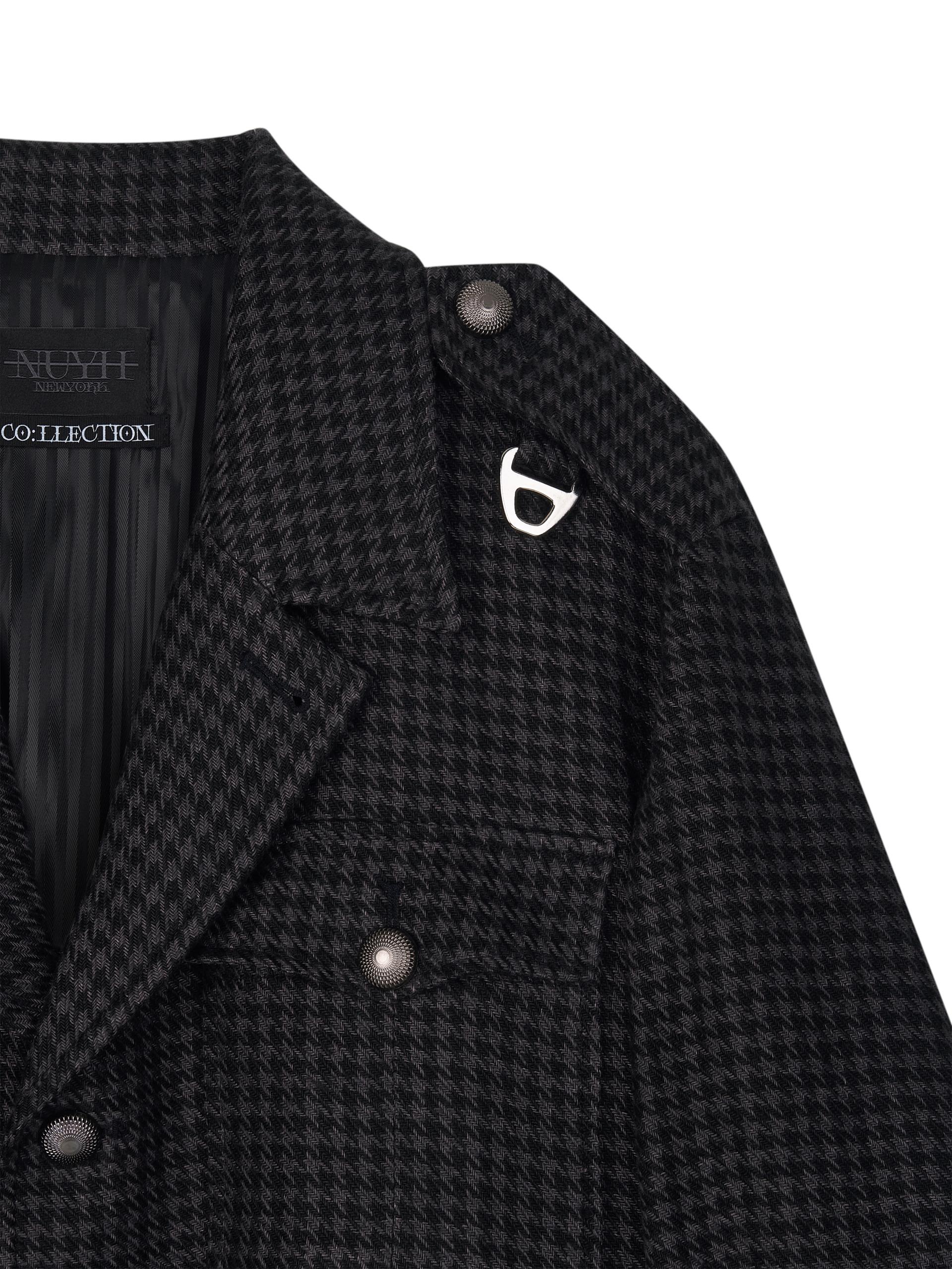 [PRE-ORDER] LINEN HOUNDTOOTH MILITARY JACKET