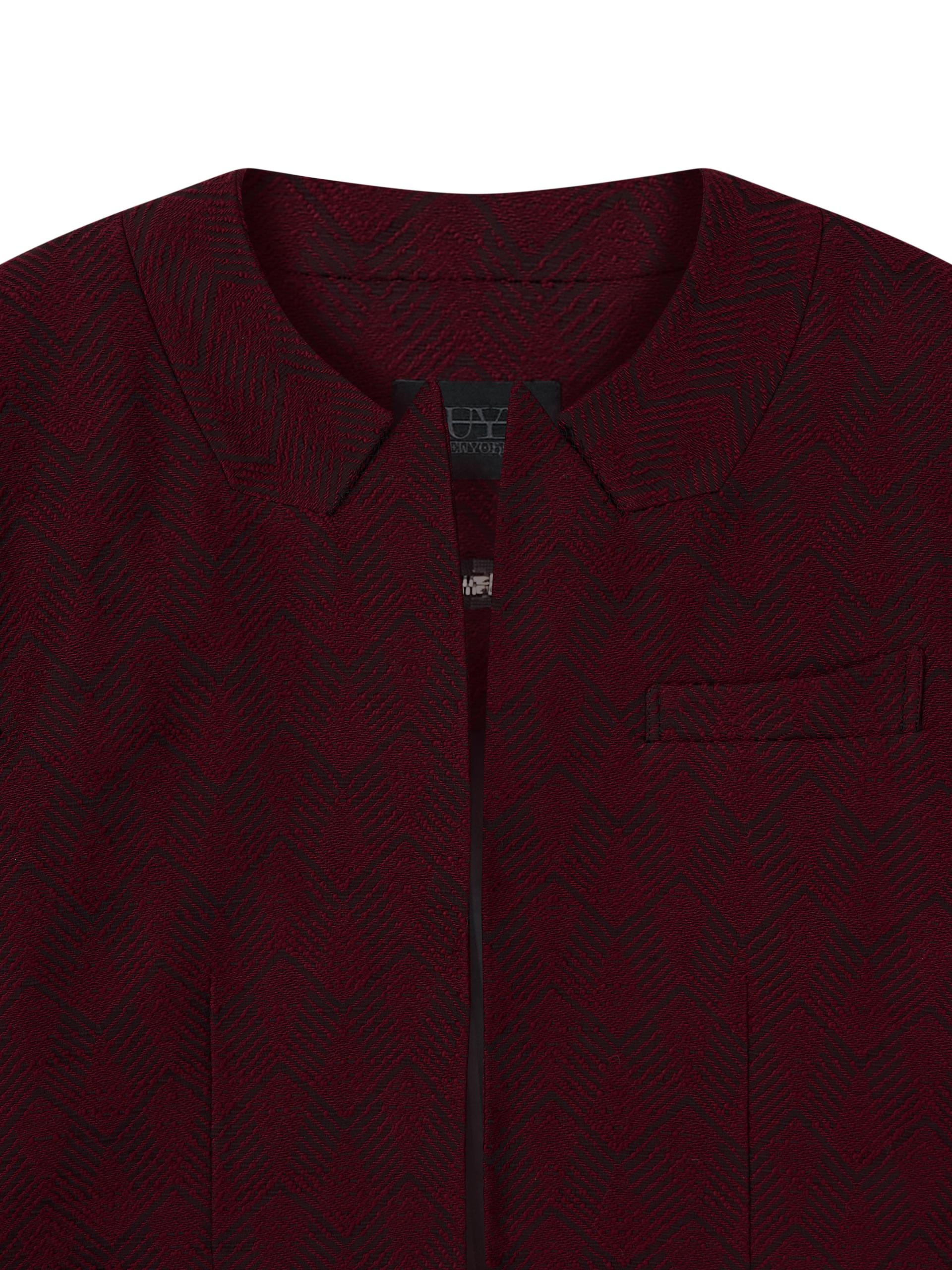 [CO:LLECTION] PEAKED COLLARLESS ZIPPER SUIT JACKET - BLOOD