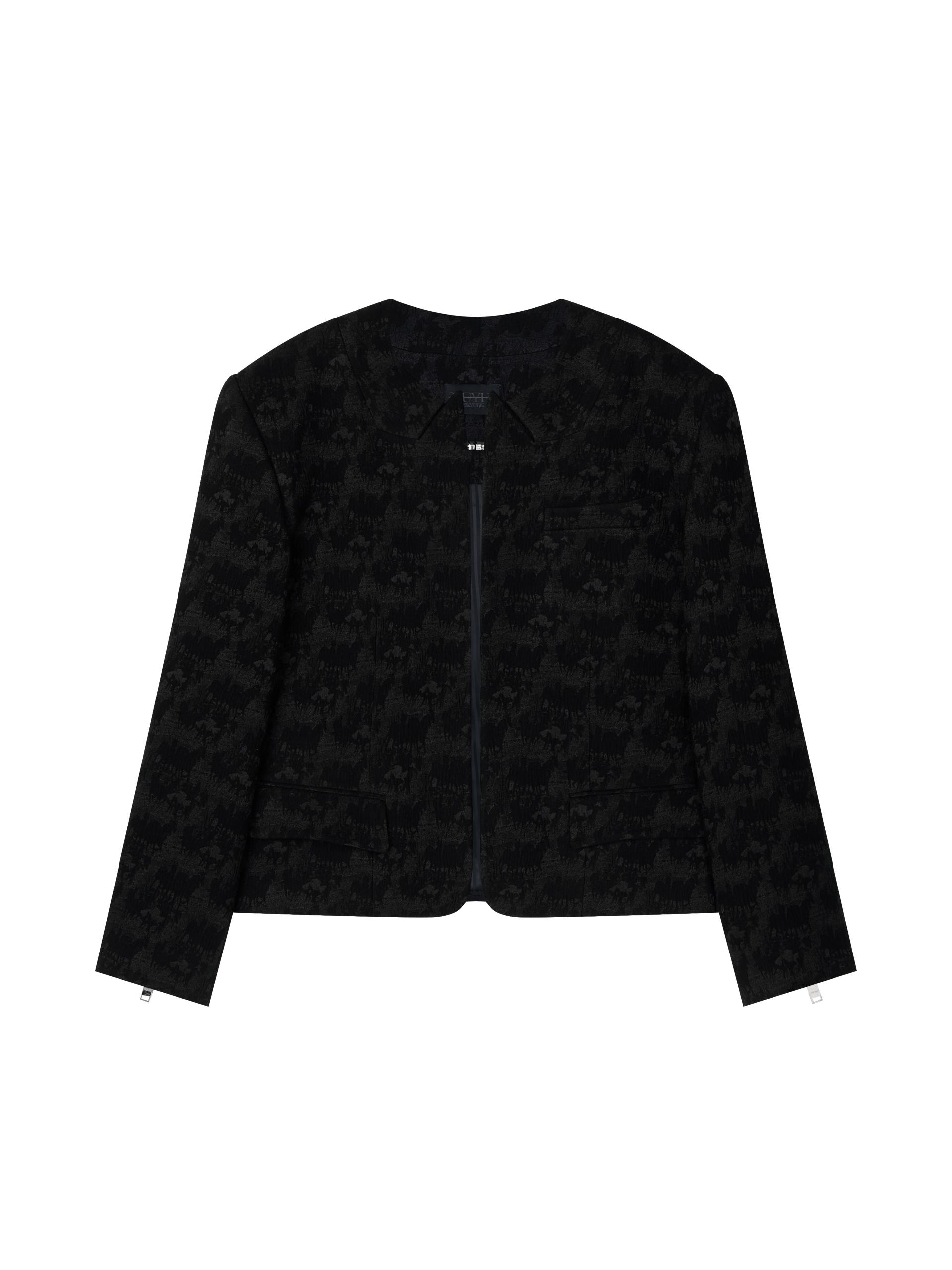 [CO:LLECTION] PEAKED COLLARLESS ZIPPER SUIT JACKET