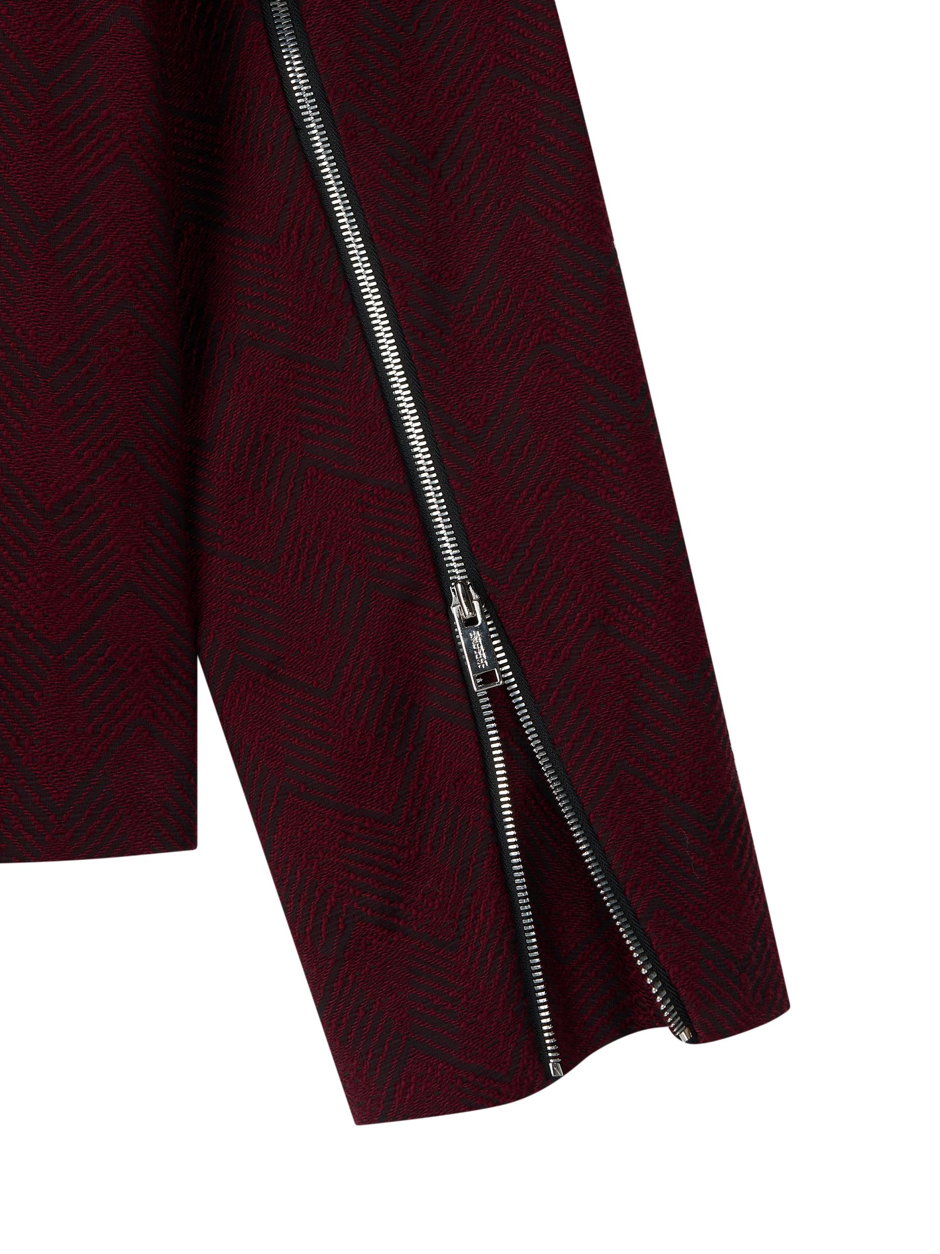 [CO:LLECTION] PEAKED COLLARLESS ZIPPER SUIT JACKET - BLOOD