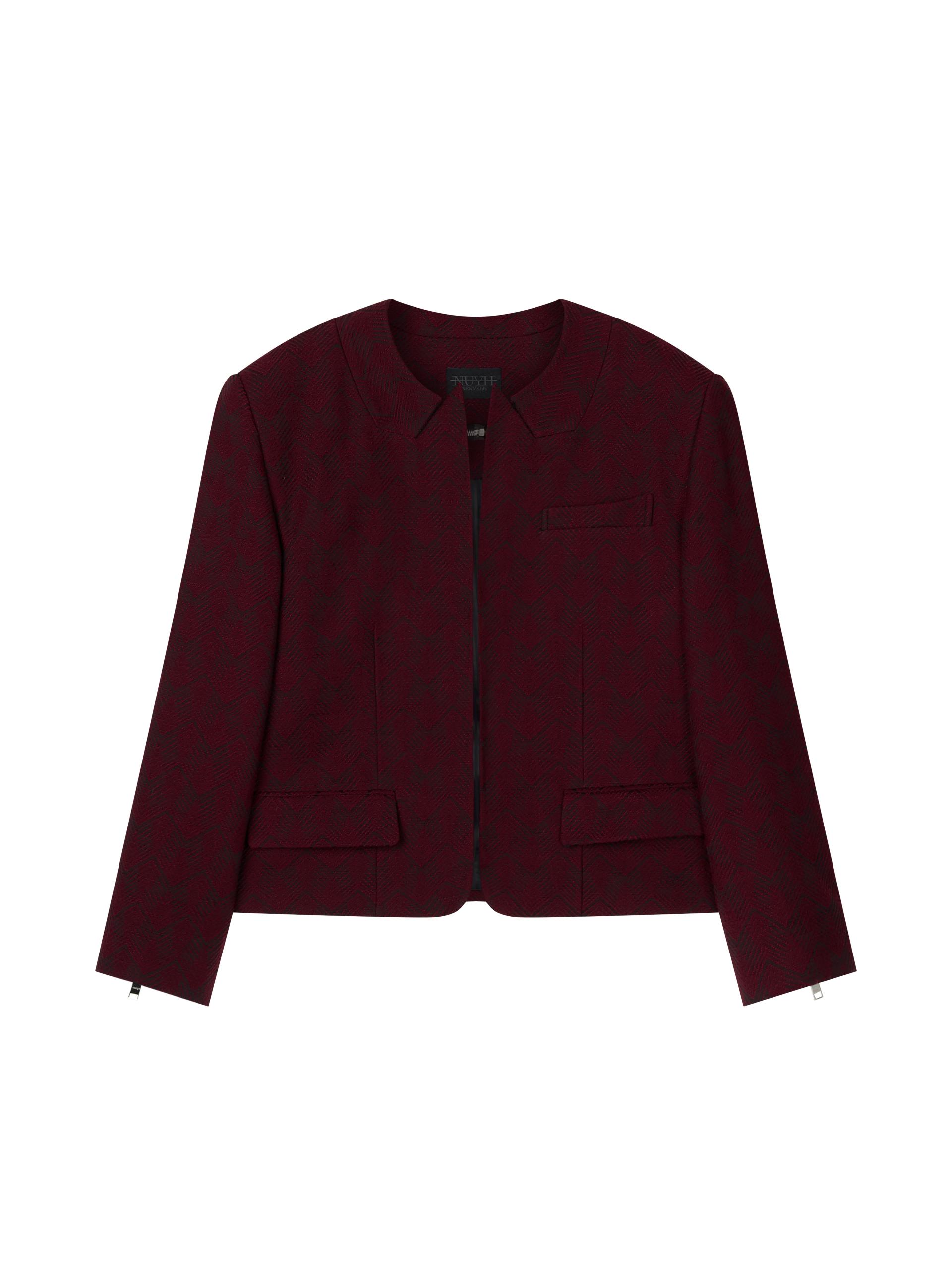 [CO:LLECTION] PEAKED COLLARLESS ZIPPER SUIT JACKET - BLOOD