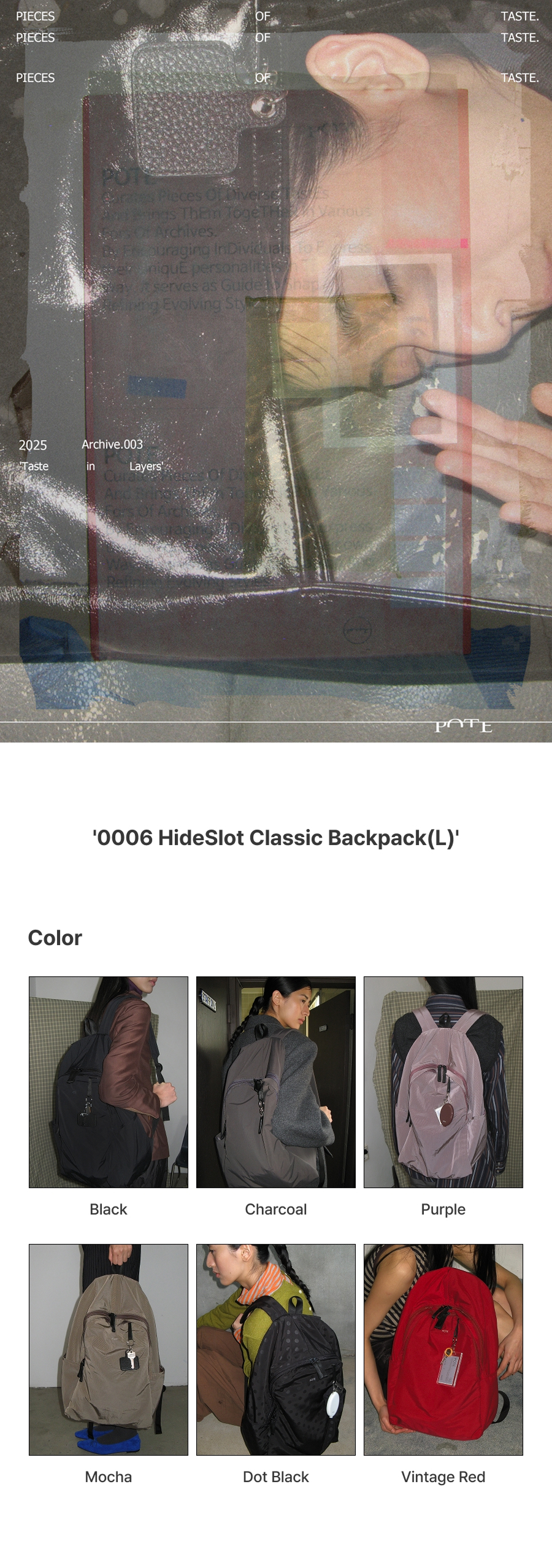 [4차리오더:바로출고] 0006 HideSlot Classic Backpack (L)_Black