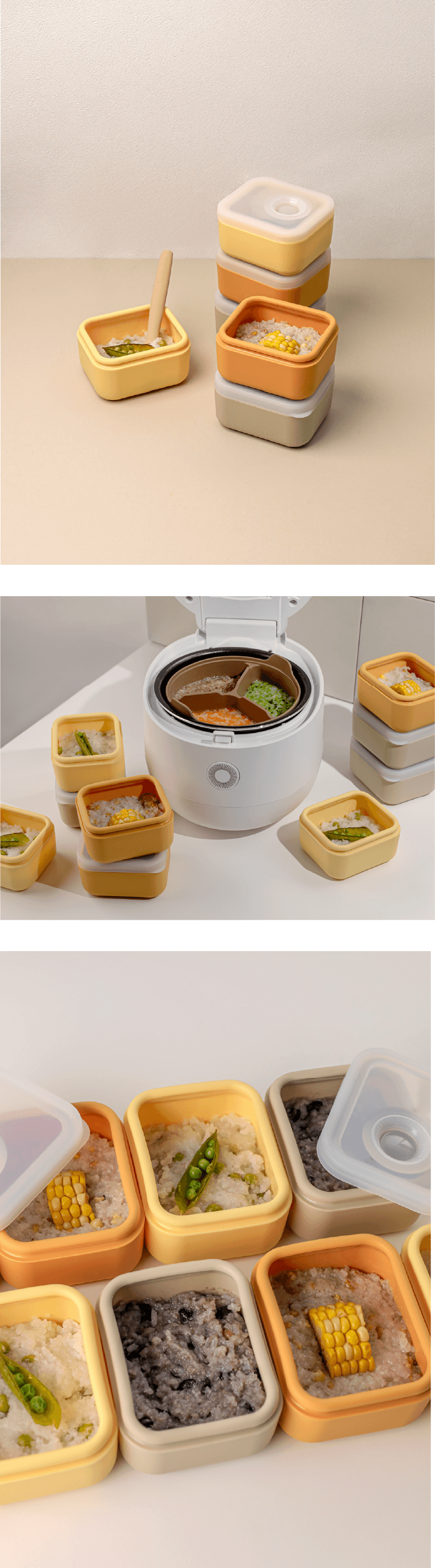실리콘 밀폐용기 밥팩 밥보관 반찬통 소분 냉동밥용기 300ml