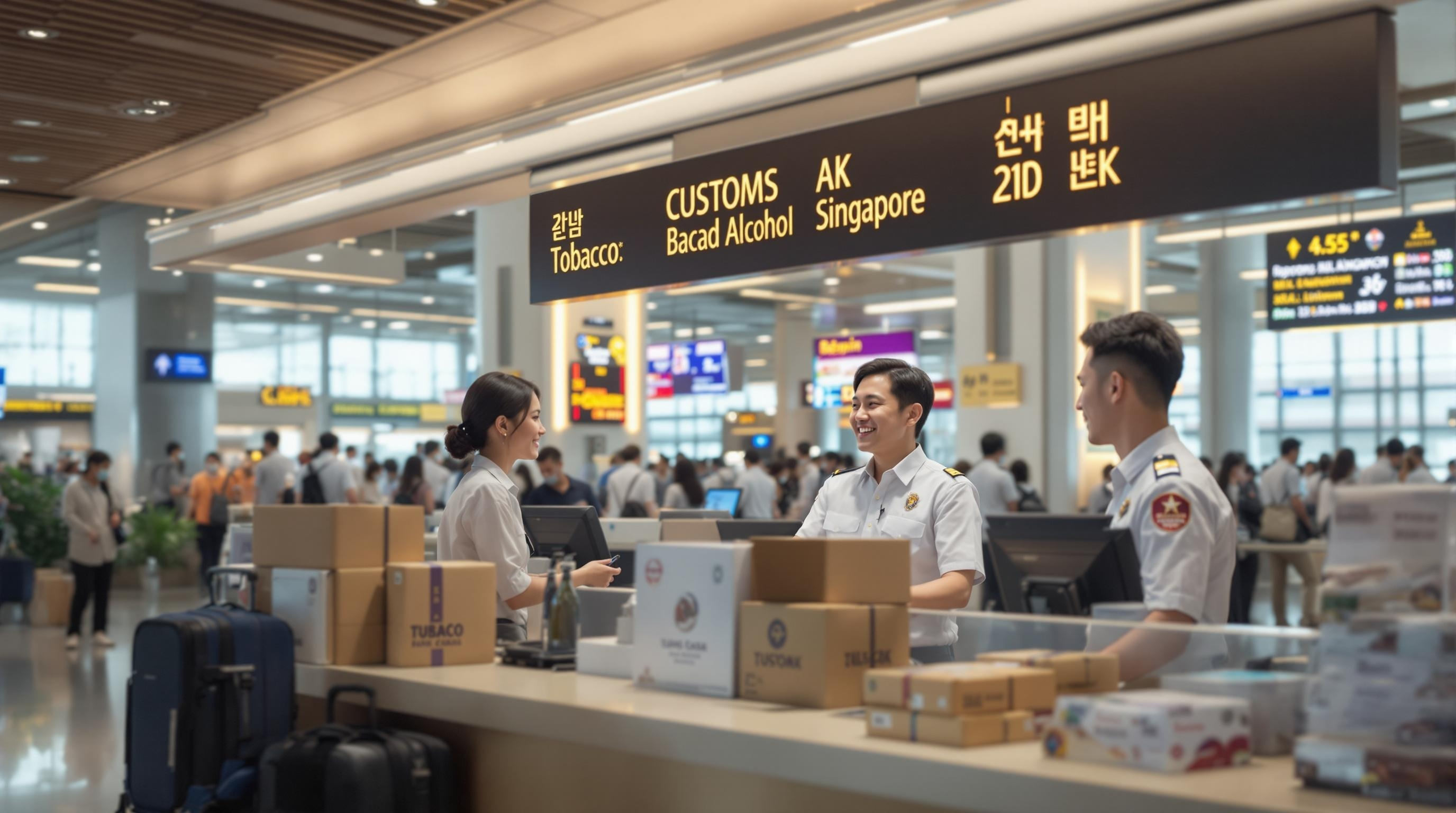 공항 세관에서 검사하는 직원들의 모습