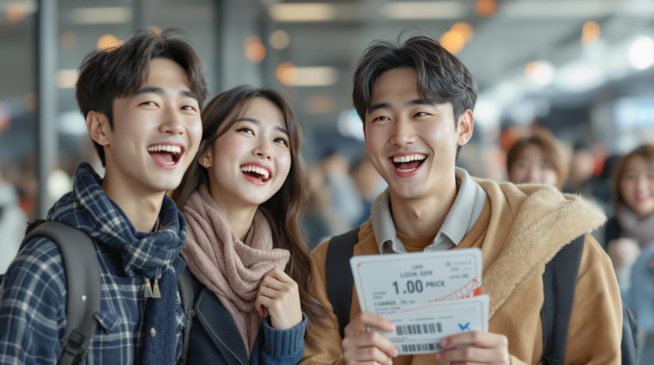 해외여행 출발전 행복한 모습
