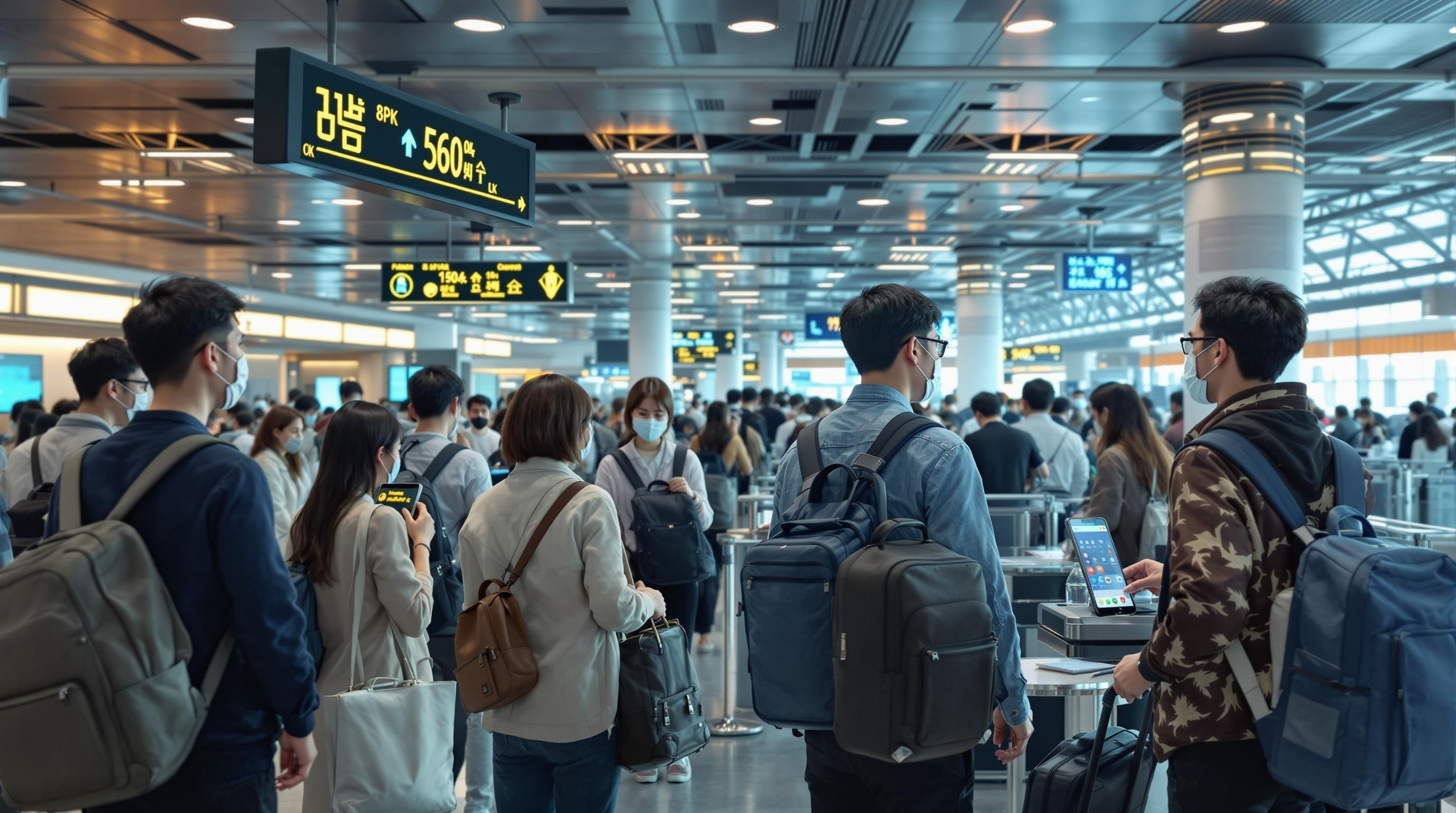 공항 여행객들의 모습