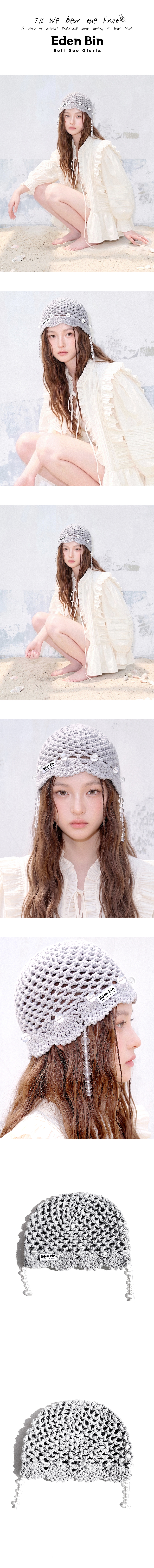 [NEW] Fruit of Light Crochet Beanie Gray