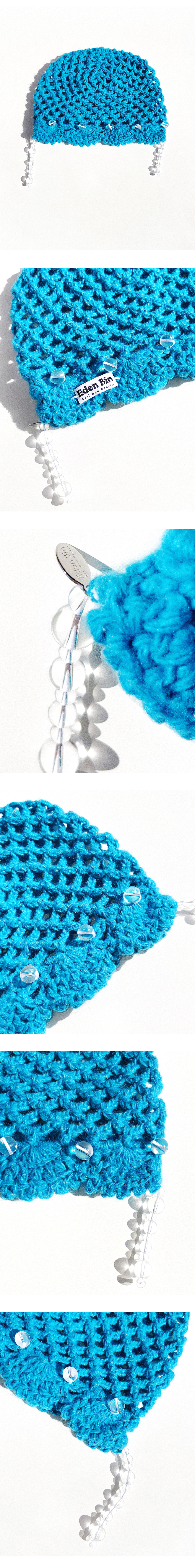 Fruit of Light Beanie Crochet Turquoise Blue