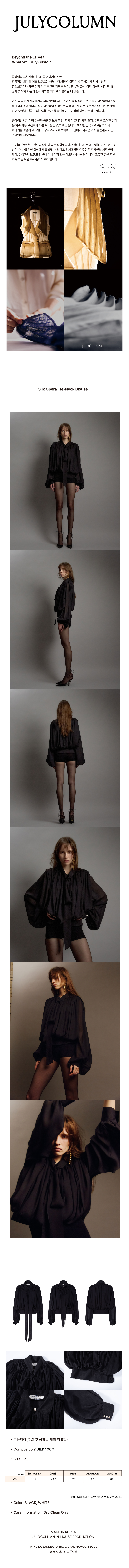 Silk Opera Tie-Neck Blouse-BLACK, WHITE