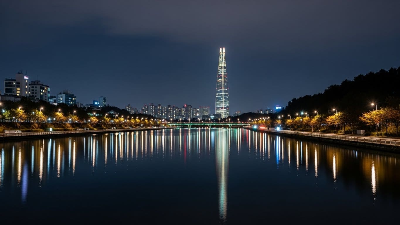 송파 가라오케에서 바라보는 잠실 야경 컷