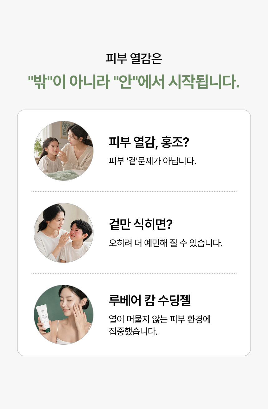 [세트] 루베어 R1 | 01 Calm Soothing Gel (캄 수딩젤) | 열감 완화 갱년기 영유아 쿨링 보습 로션 젤 3개