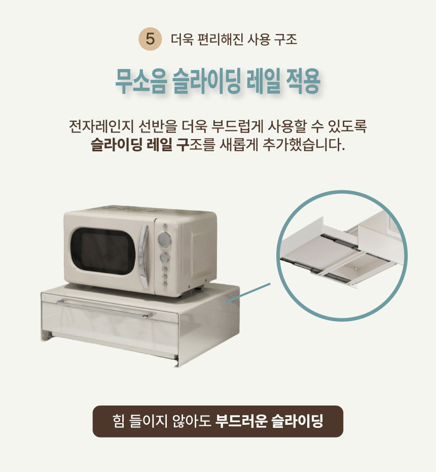 [레일 업그레이드] 2단 서랍 전자레인지 선반+자석칸막이 2p