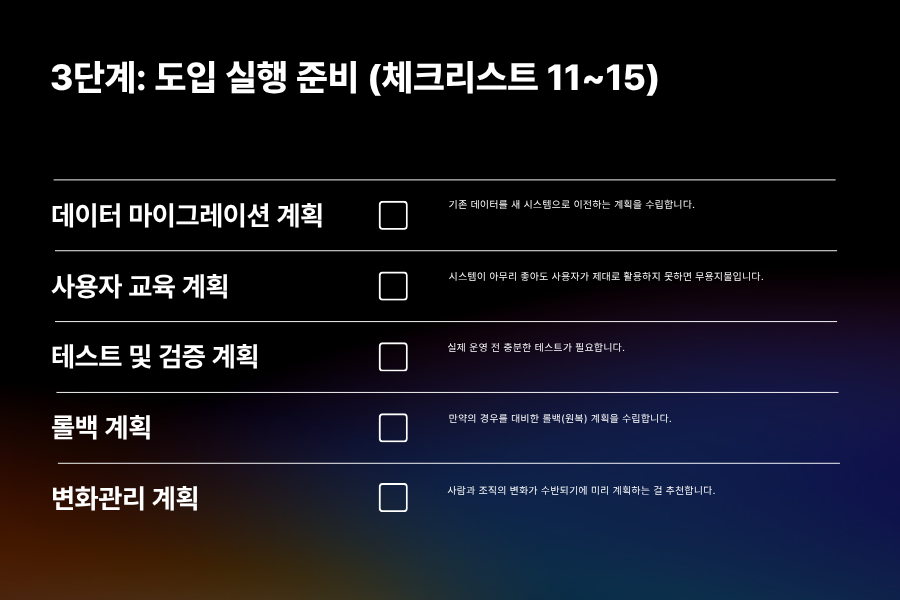 프랜차이즈 ERP 도입 실행 준비 체크리스트
