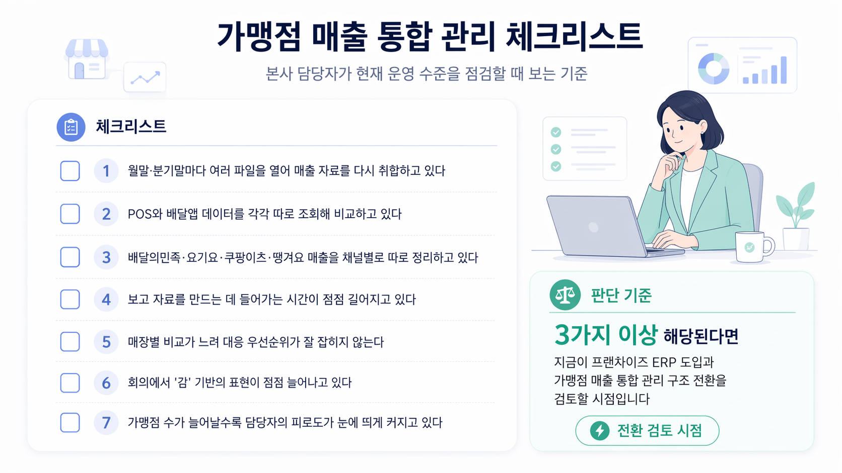 가맹점 매출 통합 관리 체크리스트