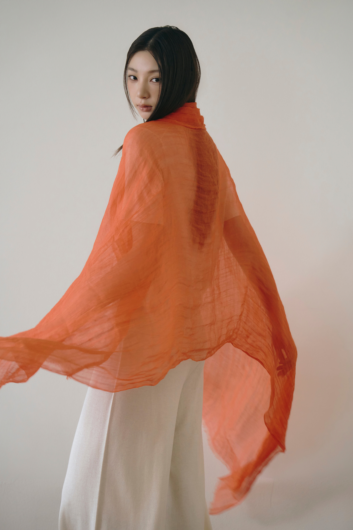 [린넨85 캐시15] 라이트 머플러 ORANGE