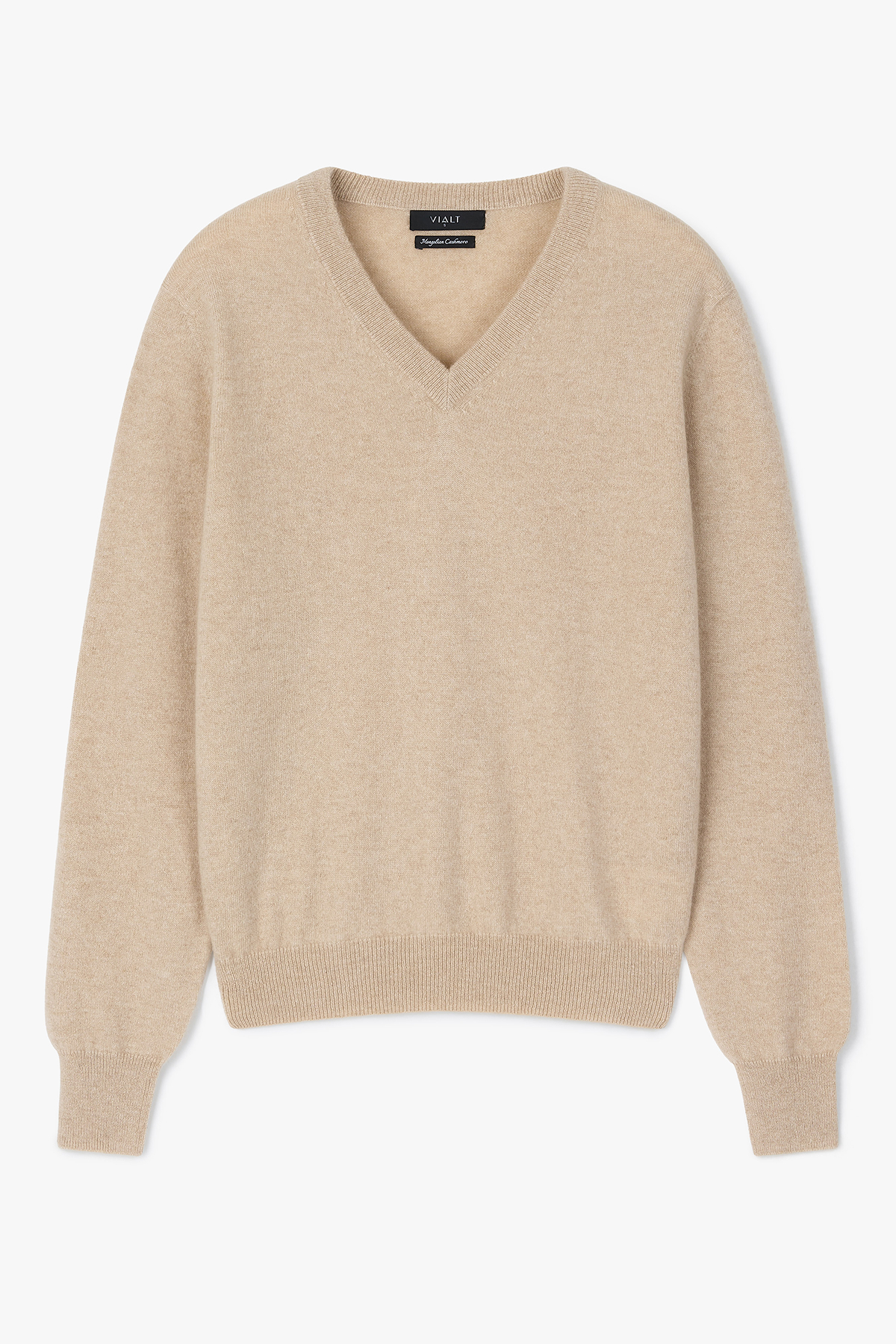 [몽골 캐시미어100] 오가닉 브이넥 니트 NATURAL BEIGE