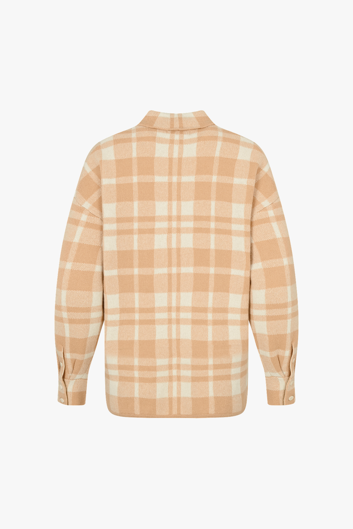 [캐시미어100] 체크 니트 셔츠 CARAMEL BROWN