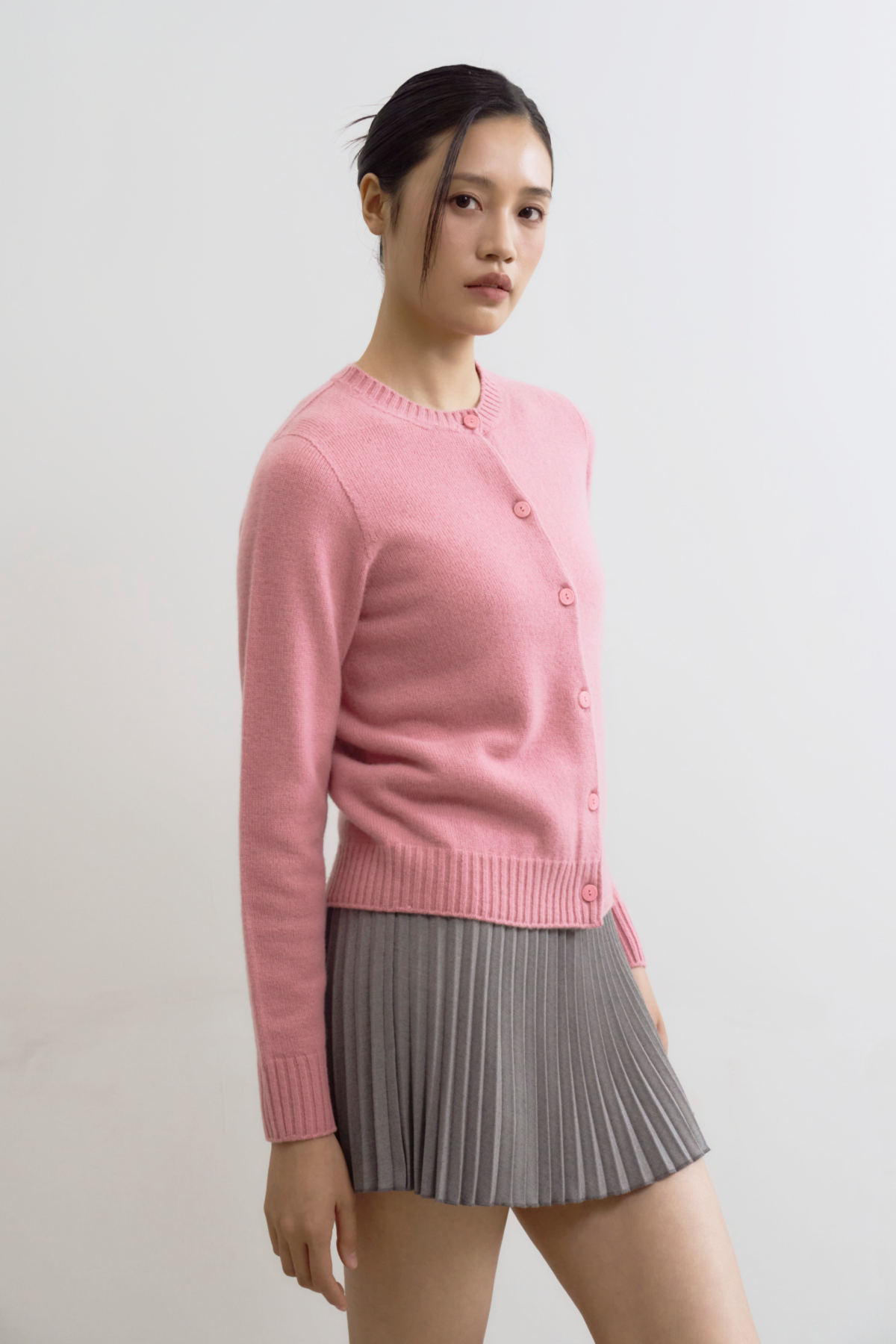 [캐시미어100] 미드게이지 베이직 라운드넥 PINK