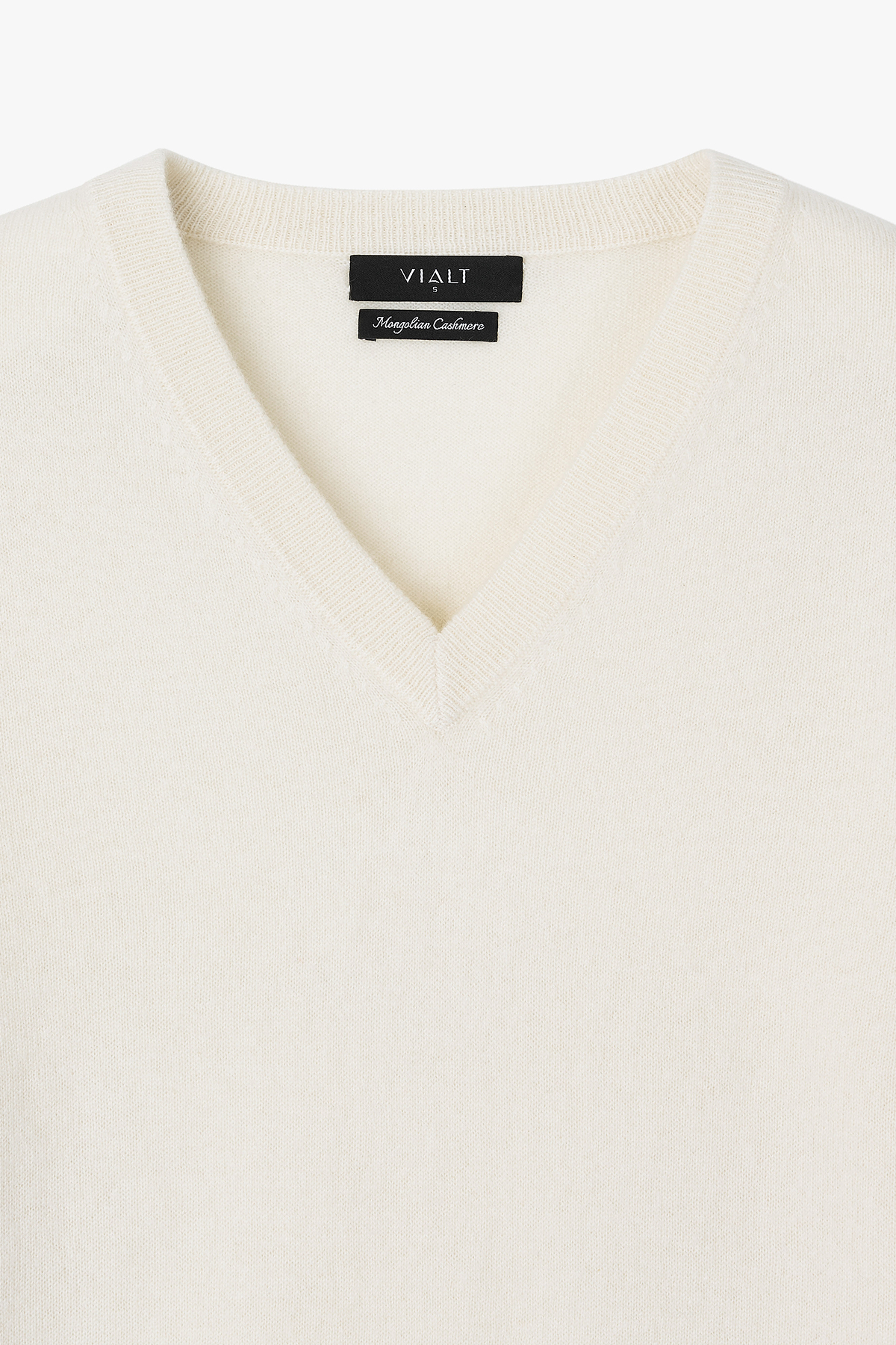 [몽골 캐시미어100] 오가닉 브이넥 니트 NATURAL WHITE