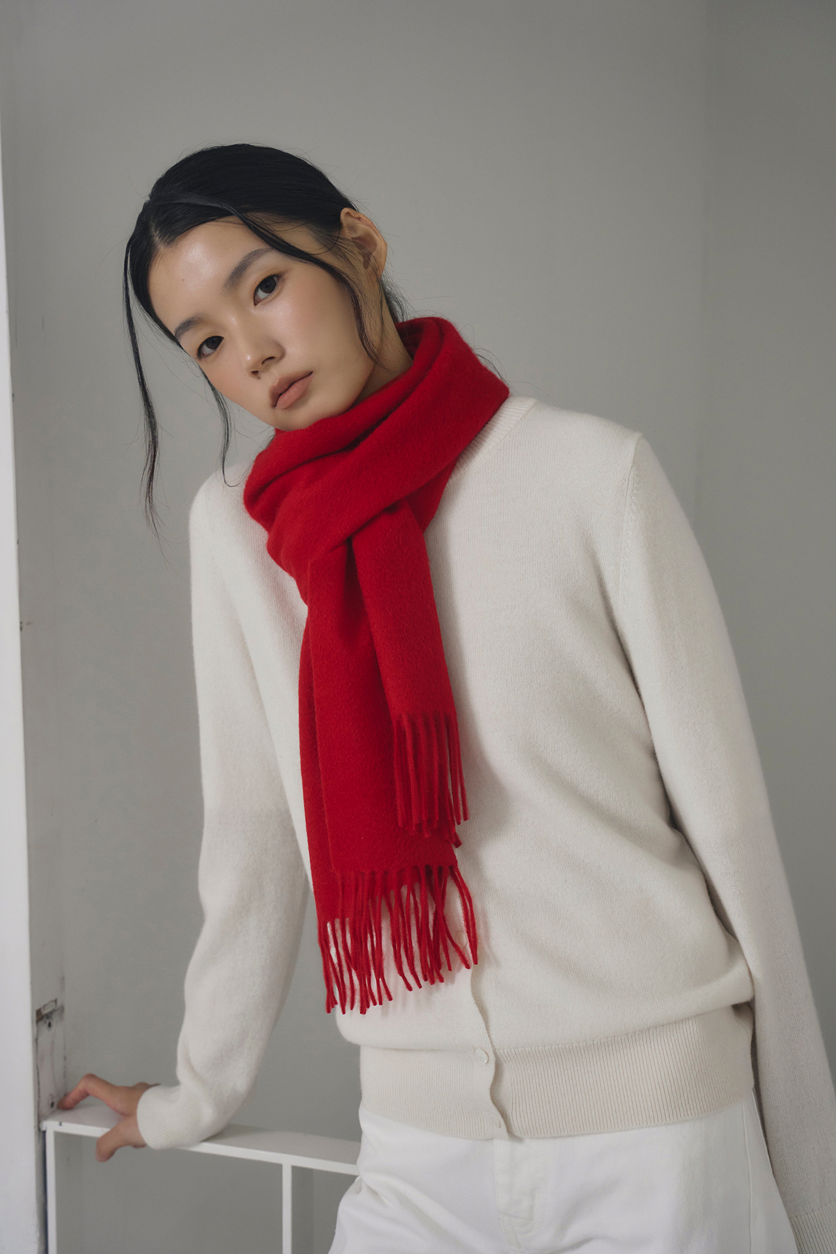 [캐시미어100] 베이직 머플러 RED