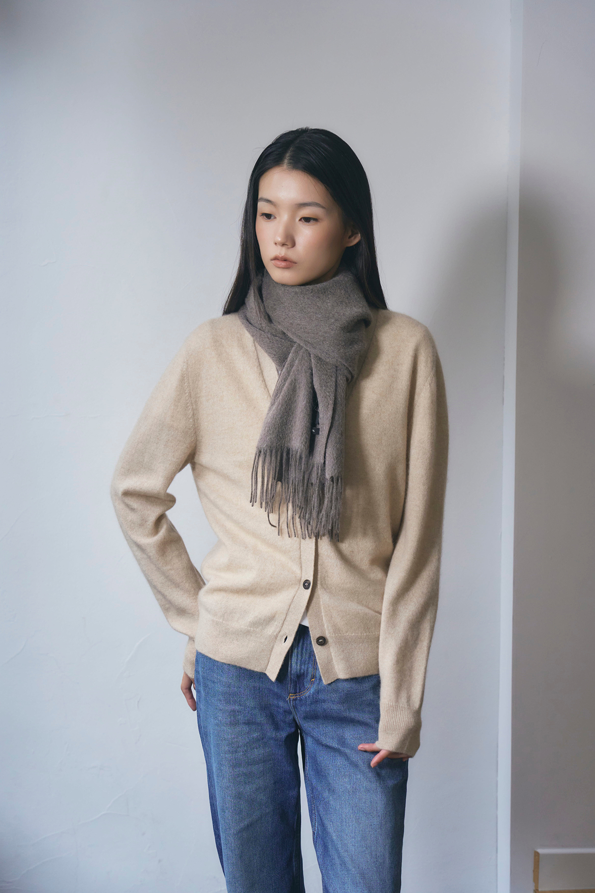 [캐시미어100] 베이직 머플러 NATURAL BROWN