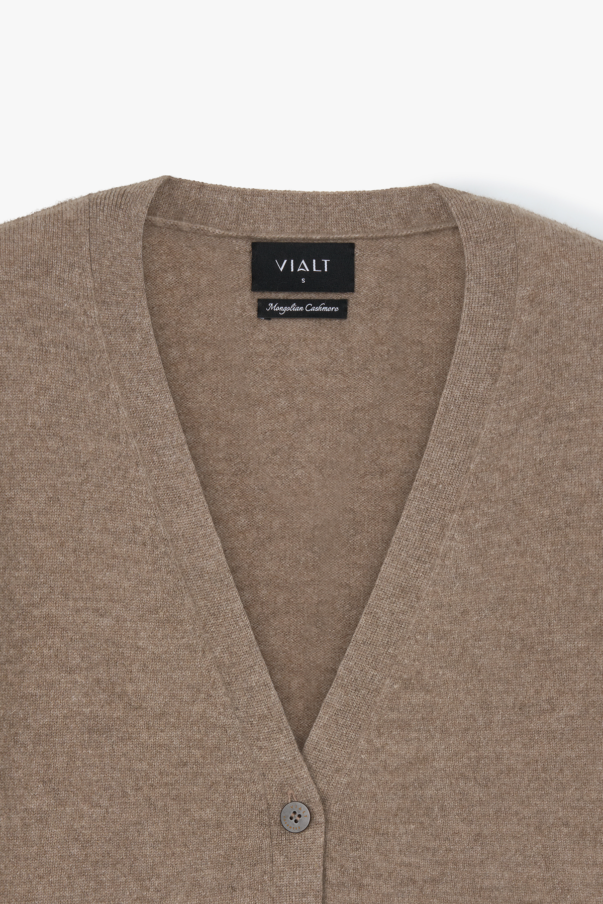 [몽골 캐시미어100] 오가닉 브이넥 가디건 NATURAL BROWN