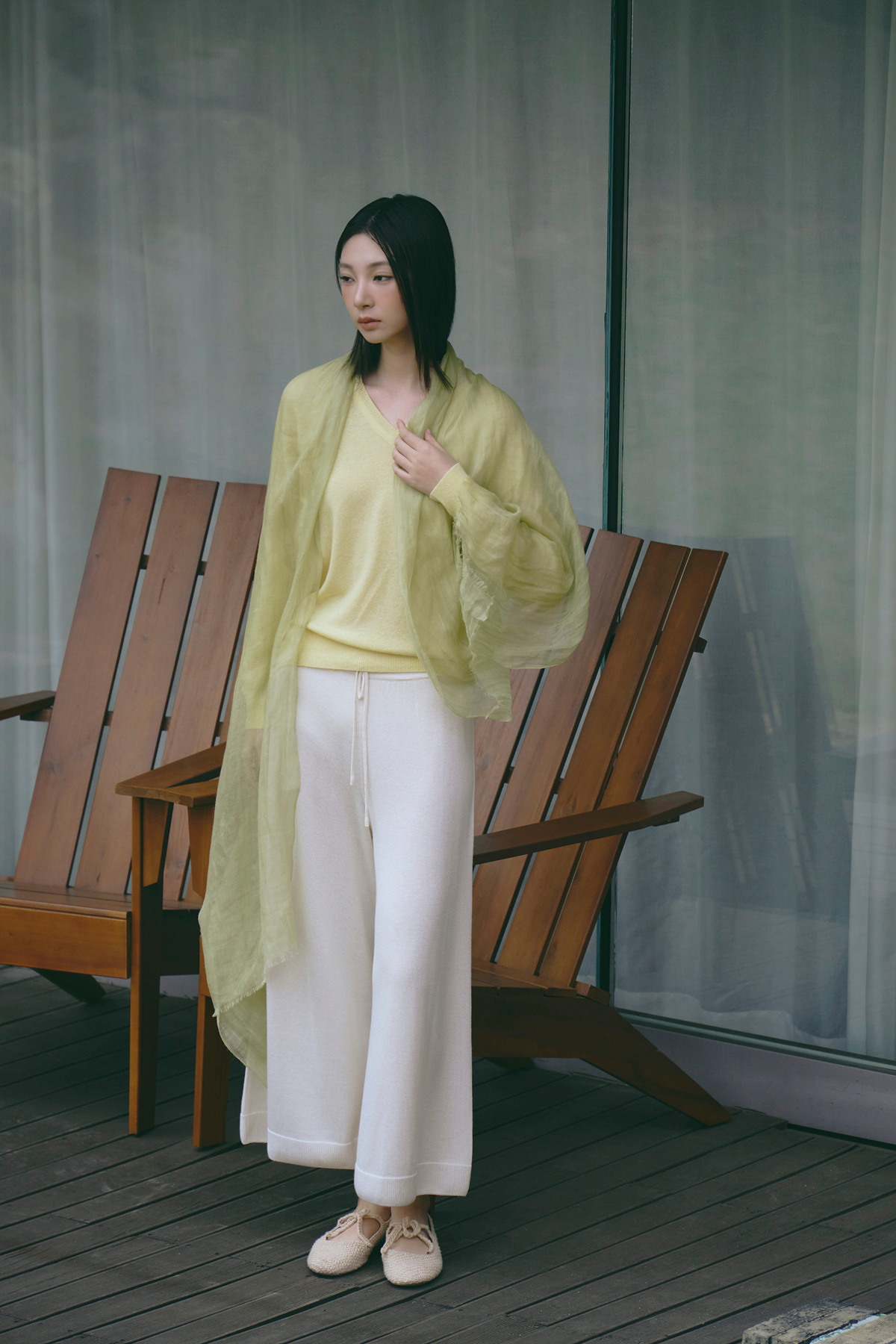 [린넨85 캐시15] 라이트 머플러 SAGE GREEN
