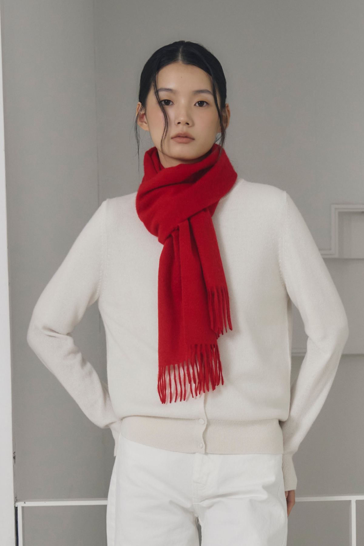 [캐시미어100] 베이직 머플러 RED