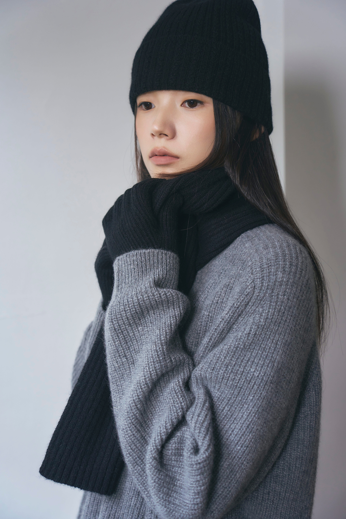 [캐시미어100] 립 장갑 BLACK