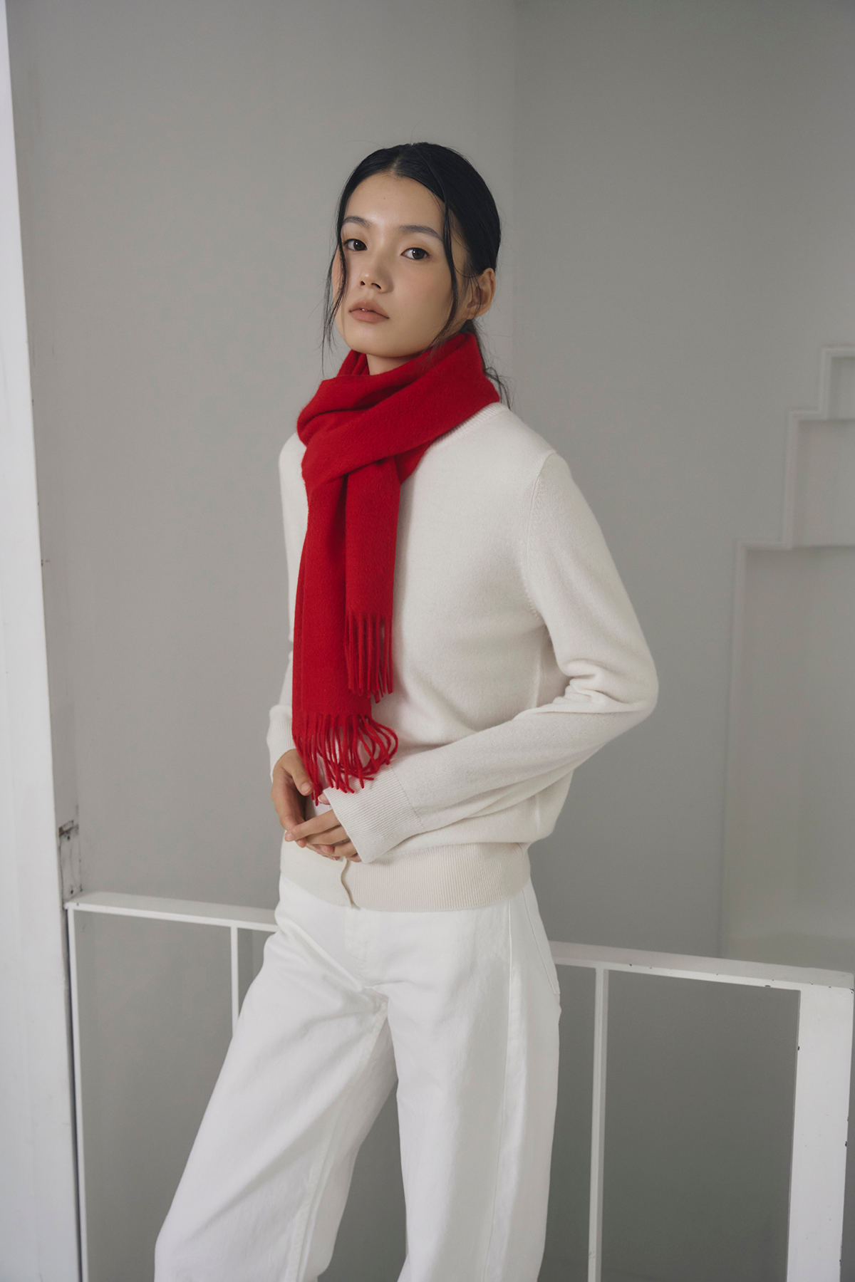 [캐시미어100] 베이직 머플러 RED