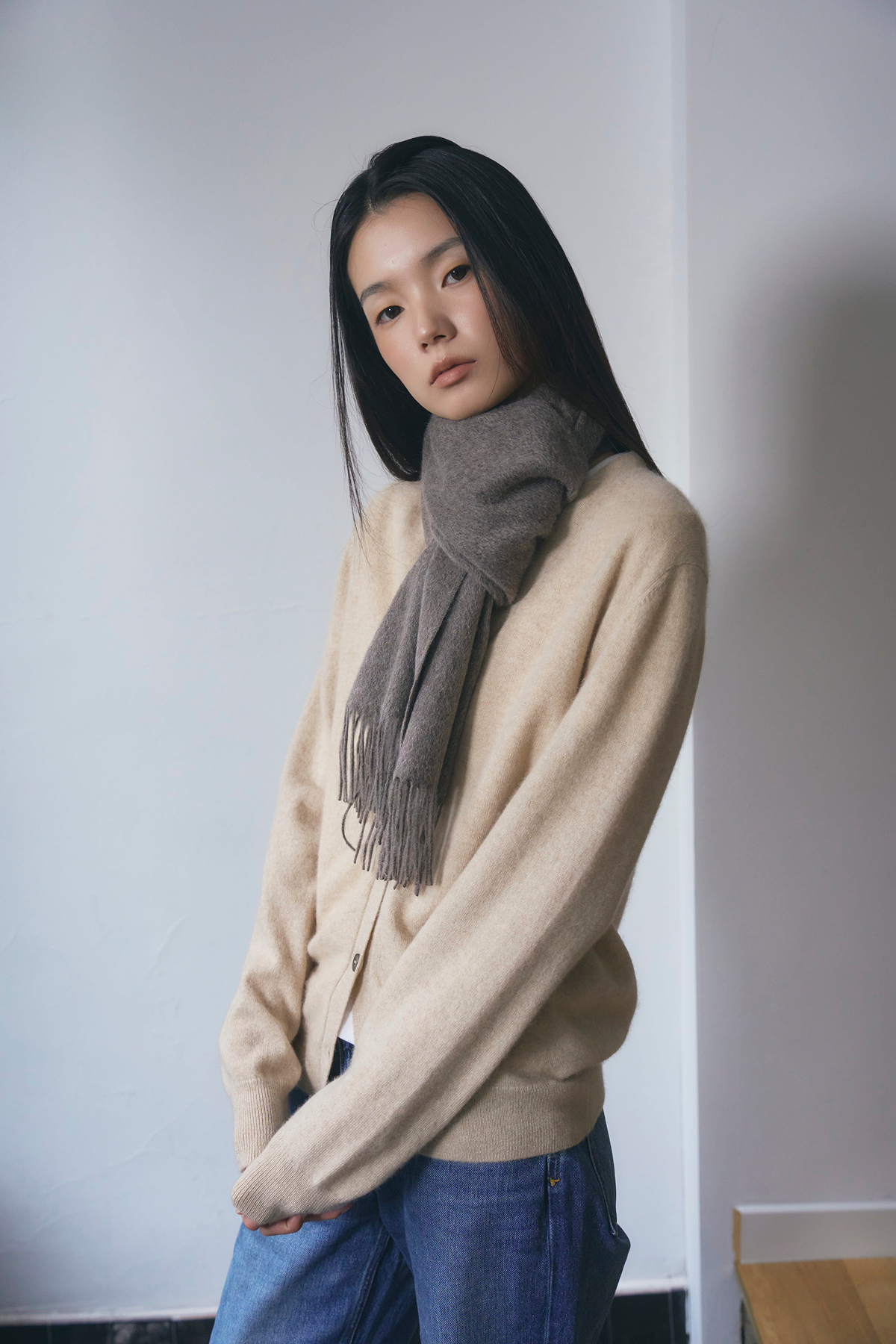[캐시미어100] 베이직 머플러 NATURAL BROWN